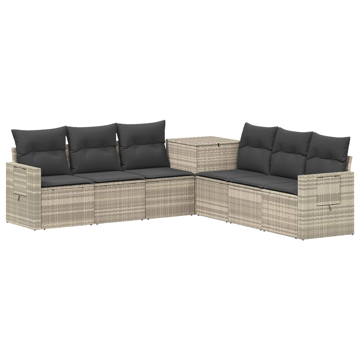 Bankstel 7 pcs Licht Grijs en Donker Grijs Poly Rattan en Staal is nu te koop bij PeponiXL, paradijselijk wonen!