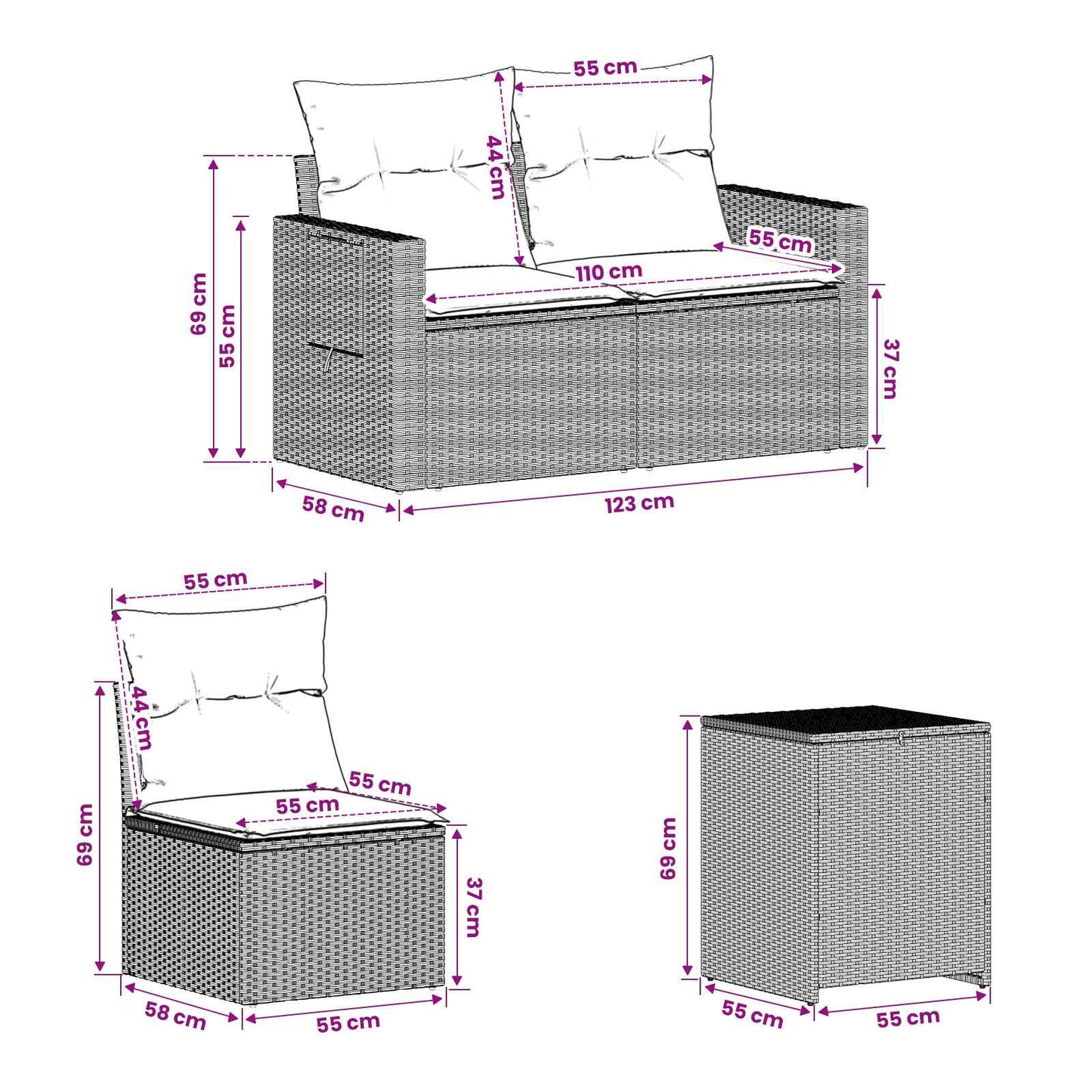 Bankstel 7 pcs Licht Grijs en Donker Grijs Poly Rattan en Staal is nu te koop bij PeponiXL, paradijselijk wonen!