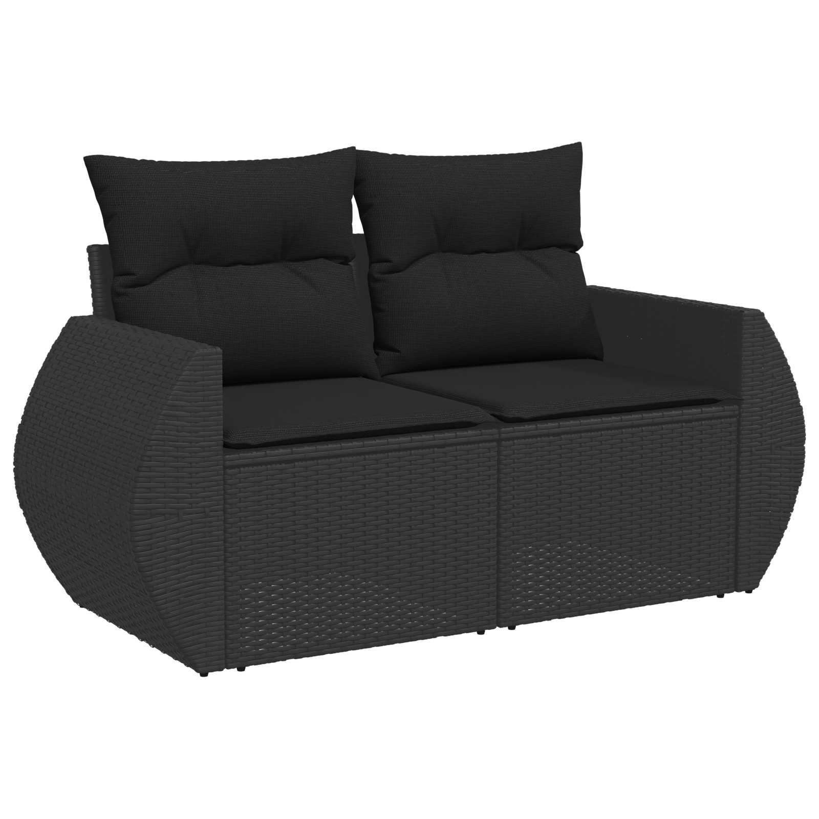 Bankstel 7 pcs Zwart Poly Rattan en Staal is nu te koop bij PeponiXL, paradijselijk wonen!