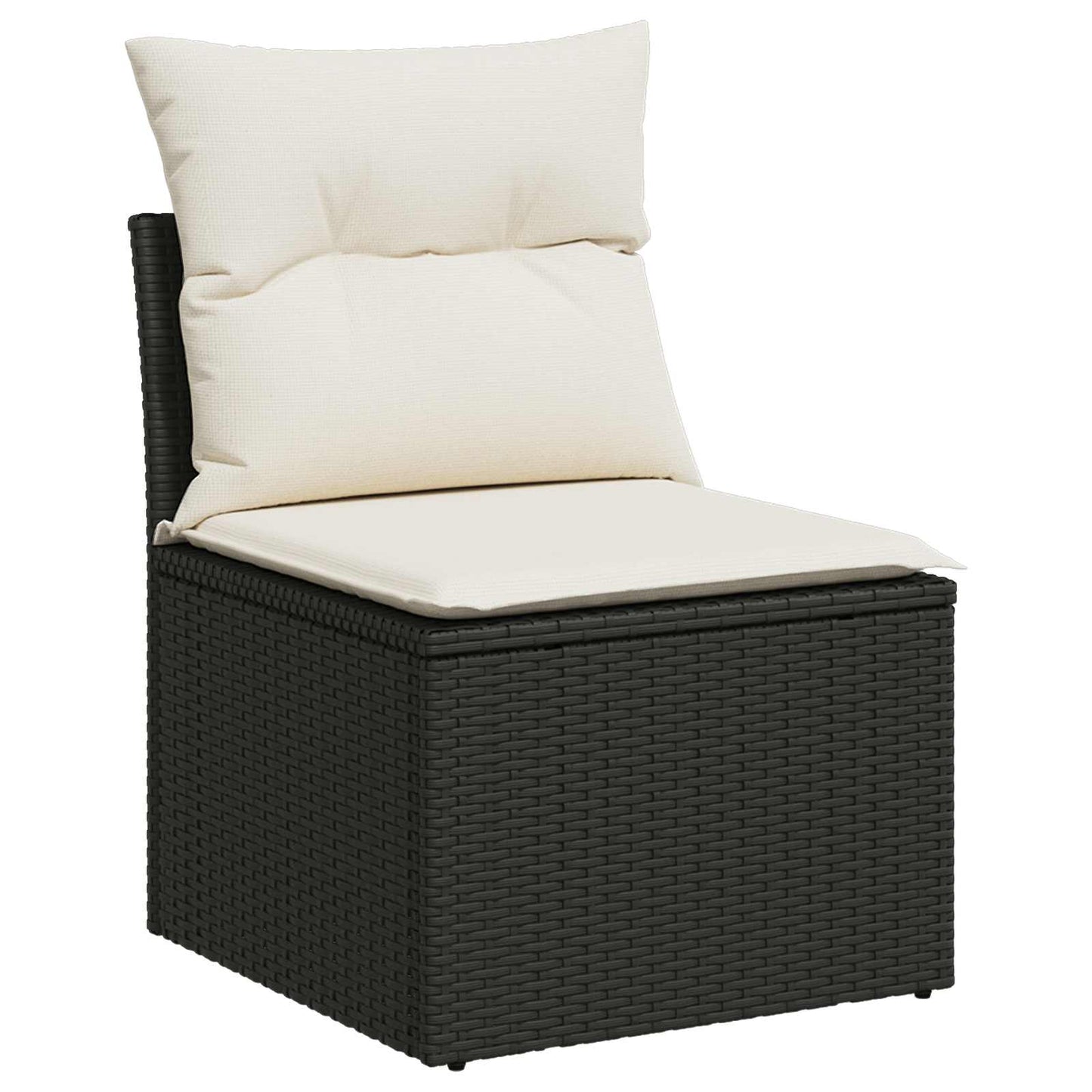 Bankstel 7 pcs Zwart en Cream Wit Poly Rattan en Staal is nu te koop bij PeponiXL, paradijselijk wonen!