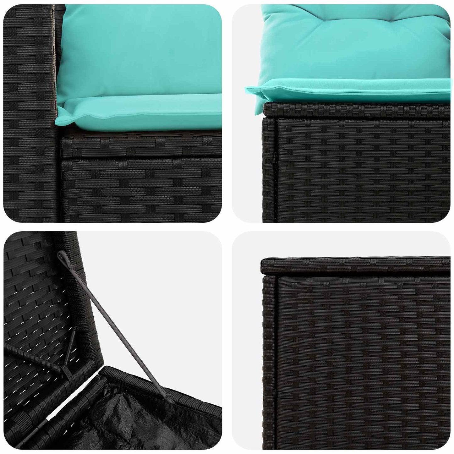 Bankstel 7 pcs Zwart en Blauw Poly Rattan en Staal is nu te koop bij PeponiXL, paradijselijk wonen!