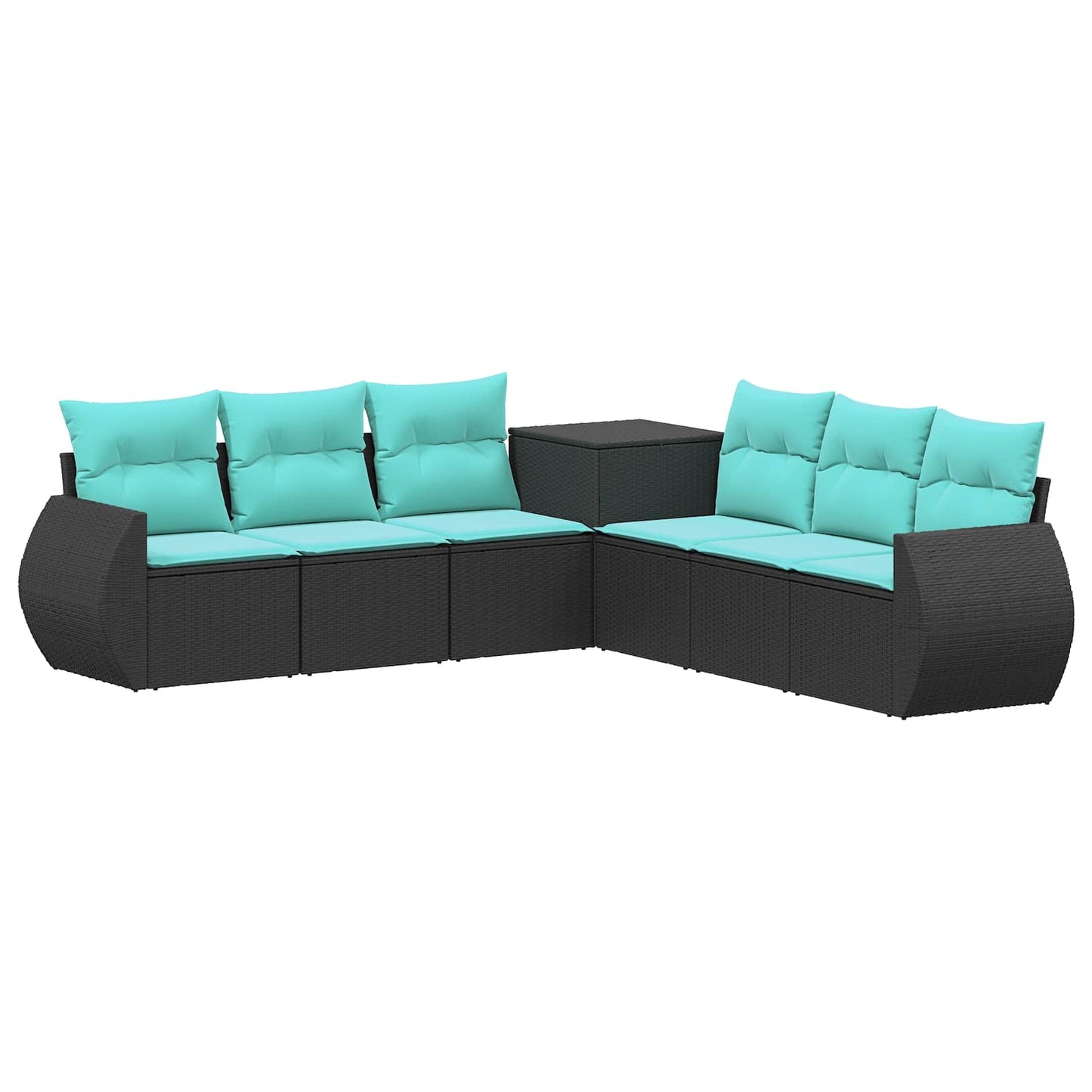 Bankstel 7 pcs Zwart en Blauw Poly Rattan en Staal is nu te koop bij PeponiXL, paradijselijk wonen!