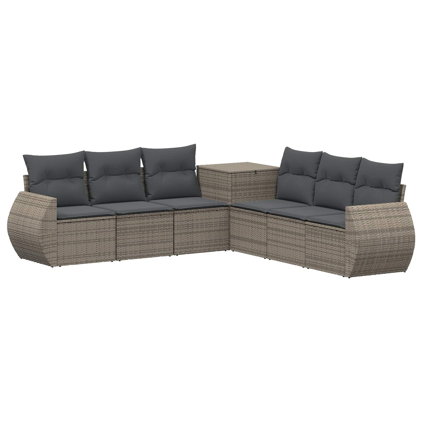 Bankstel 7 pcs Grijs en Donkergrijs Poly Rattan en Staal is nu te koop bij PeponiXL, paradijselijk wonen!