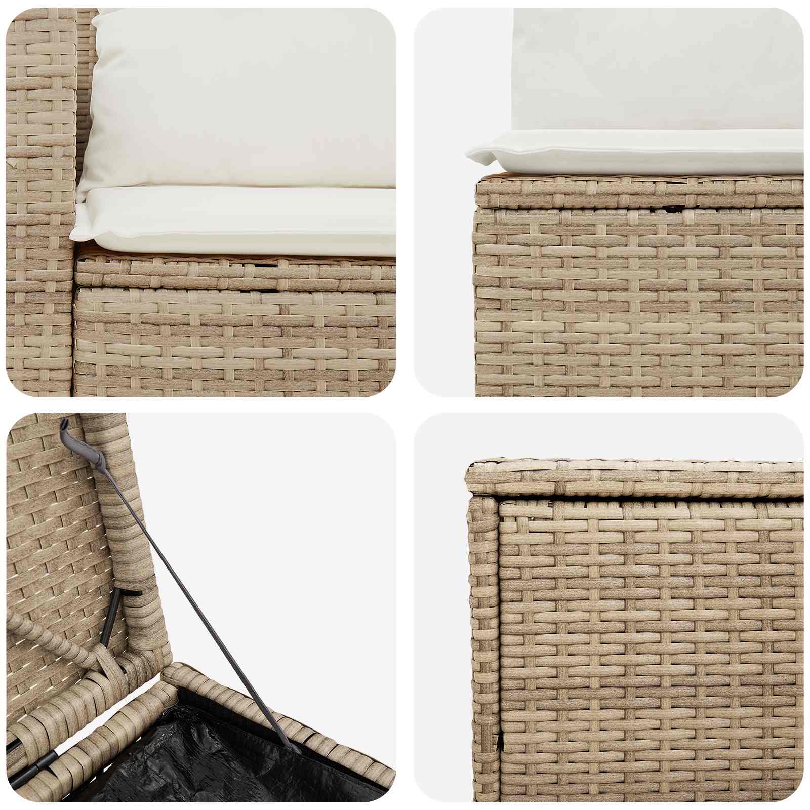 Bankstel 7 pcs Beige en Crème Wit Poly Rattan en Staal is nu te koop bij PeponiXL, paradijselijk wonen!