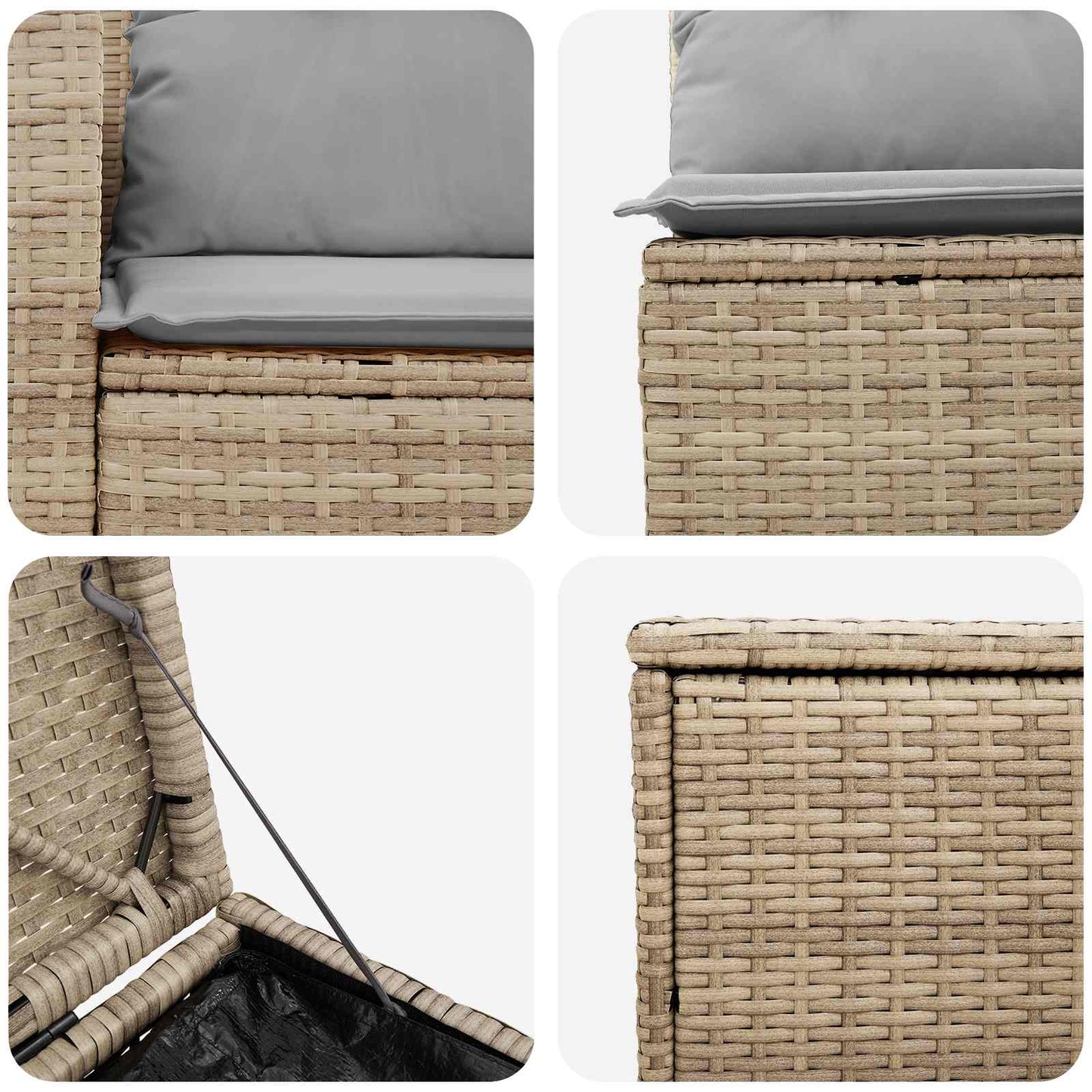 Bankstel 7 pcs Beige en Licht Grijs Poly Rattan en Staal is nu te koop bij PeponiXL, paradijselijk wonen!