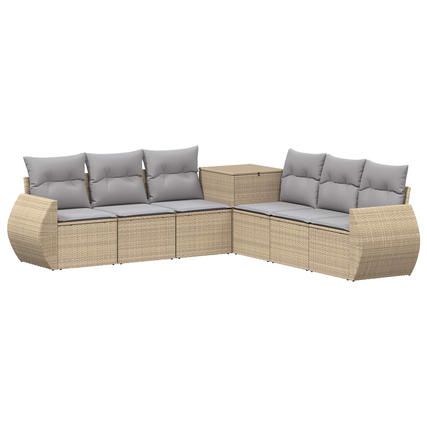 Bankstel 7 pcs Beige en Licht Grijs Poly Rattan en Staal is nu te koop bij PeponiXL, paradijselijk wonen!
