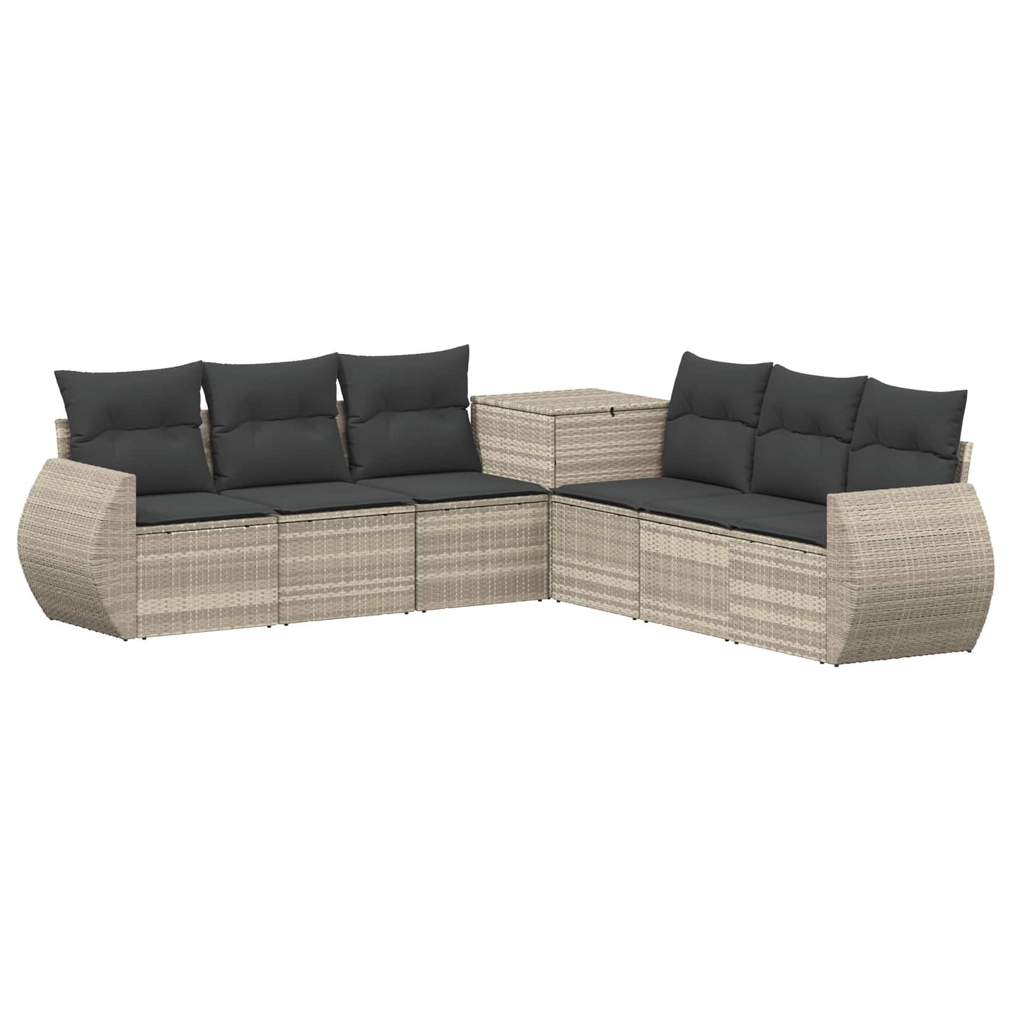 Bankstel 7 pcs Licht Grijs en Donker Grijs Poly Rattan en Staal is nu te koop bij PeponiXL, paradijselijk wonen!