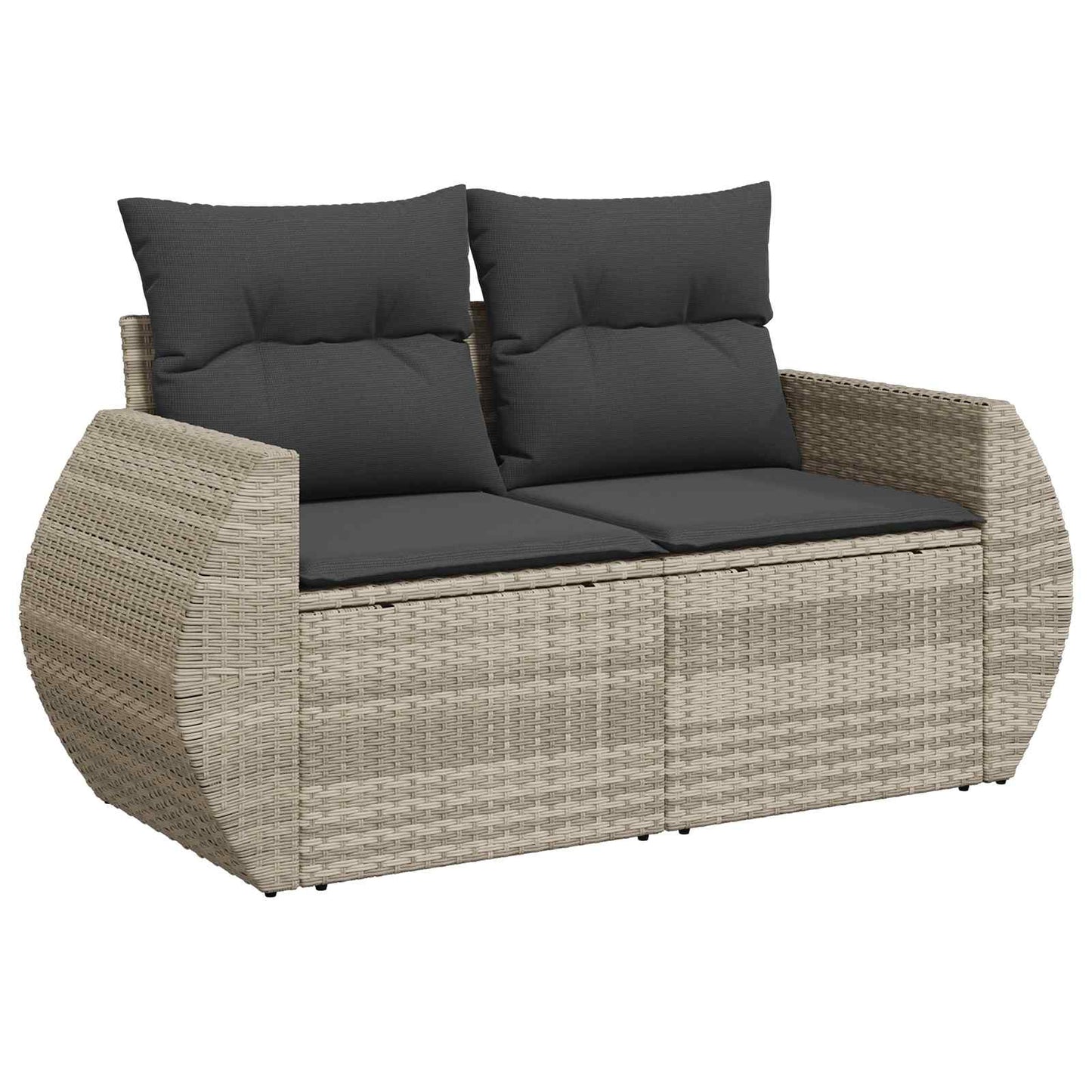Bankstel 7 pcs Licht Grijs en Donker Grijs Poly Rattan en Staal is nu te koop bij PeponiXL, paradijselijk wonen!