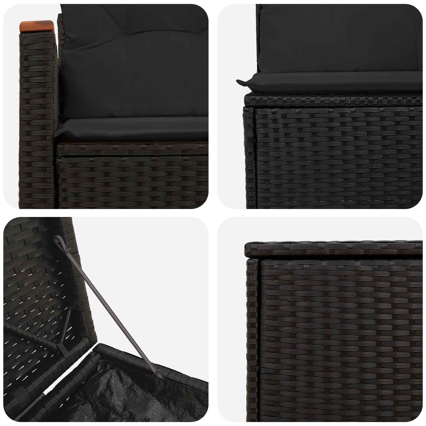 Bankstel 7 pcs Zwart Poly Rattan en Staal is nu te koop bij PeponiXL, paradijselijk wonen!