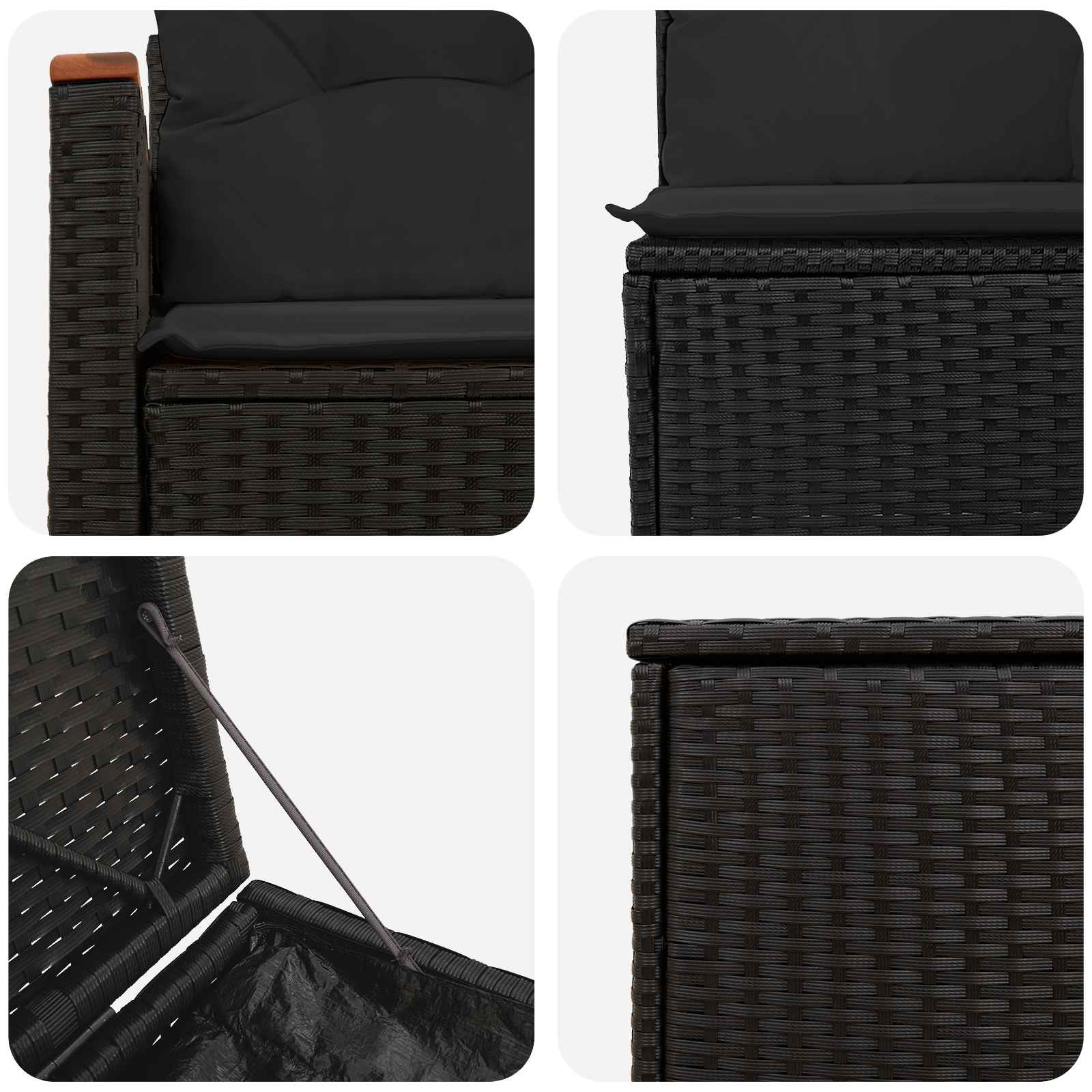 Bankstel 7 pcs Zwart Poly Rattan en Staal is nu te koop bij PeponiXL, paradijselijk wonen!