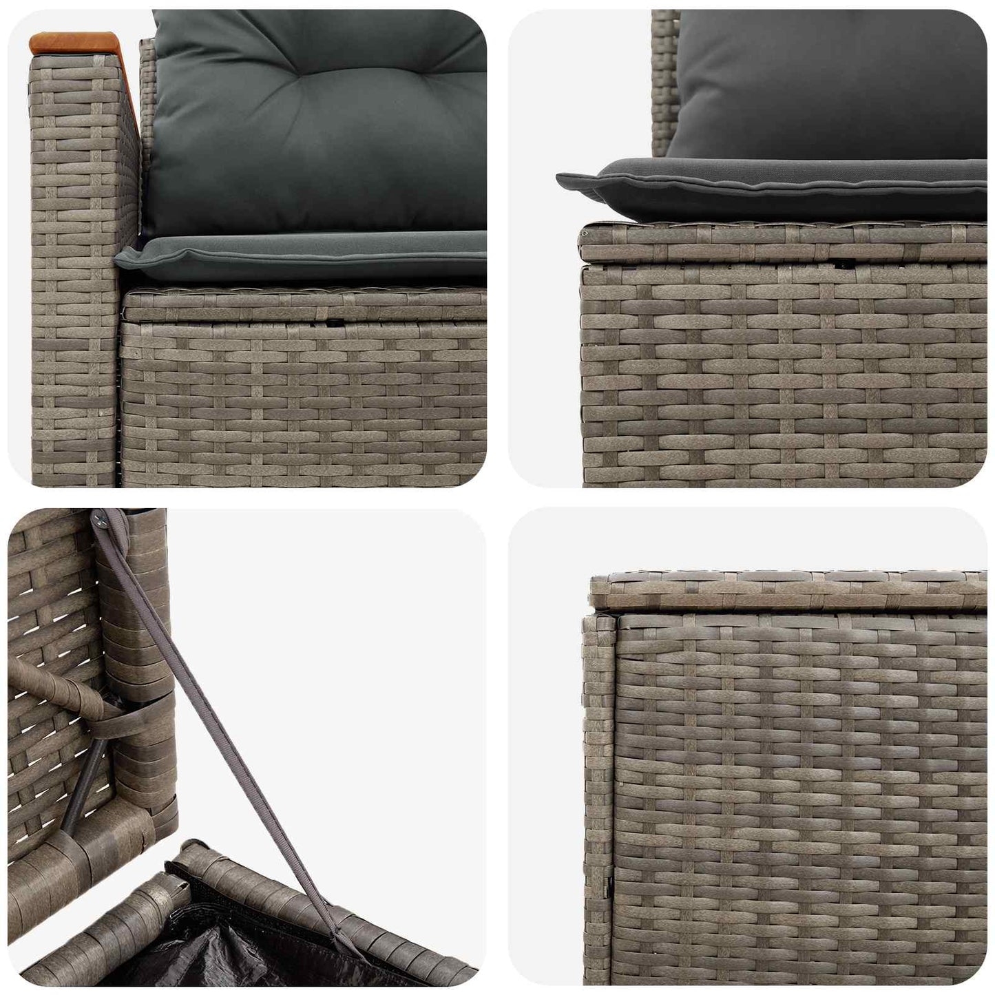 Bankstel 7 pcs Grijs en Donkergrijs Poly Rattan en Staal is nu te koop bij PeponiXL, paradijselijk wonen!