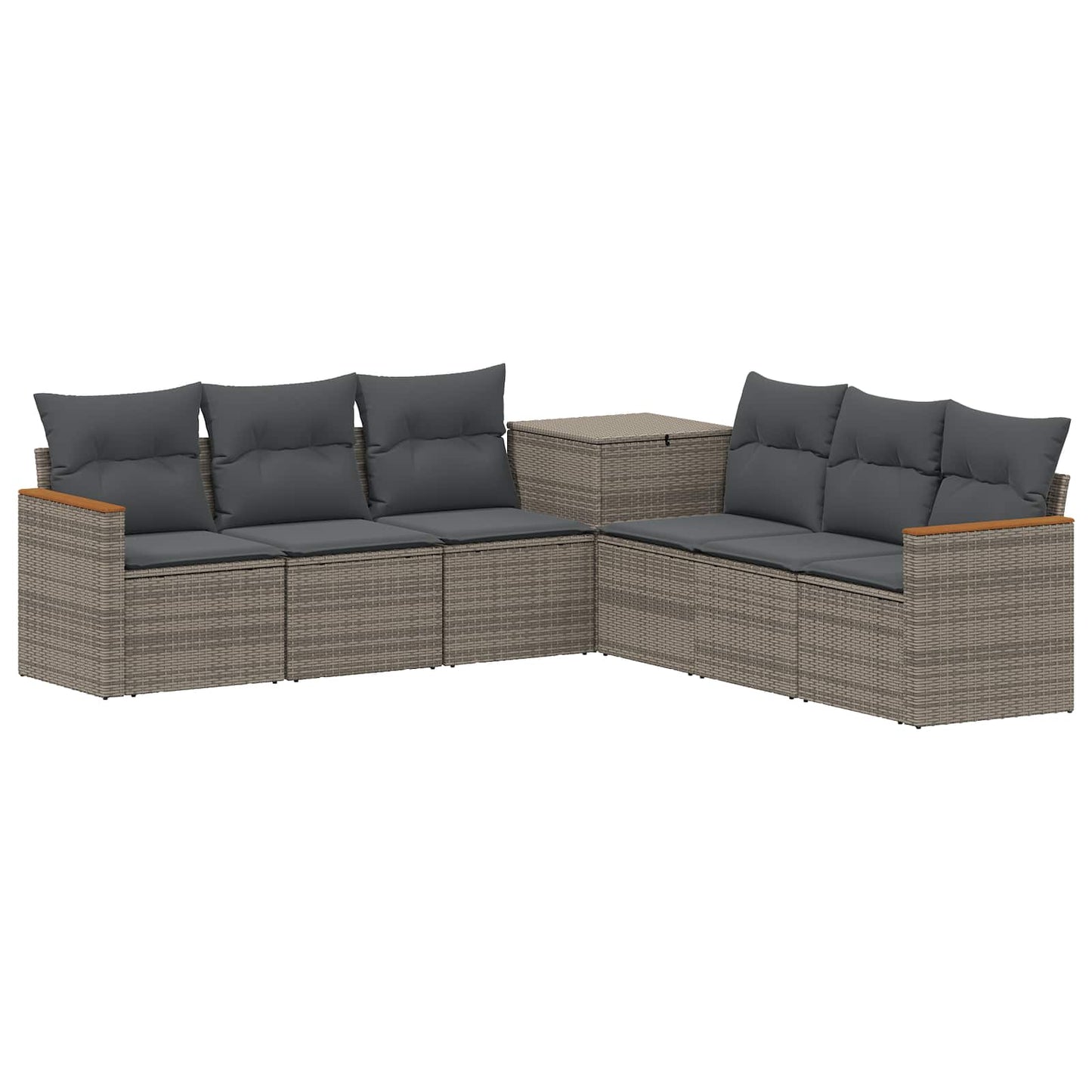 Bankstel 7 pcs Grijs en Donkergrijs Poly Rattan en Staal is nu te koop bij PeponiXL, paradijselijk wonen!