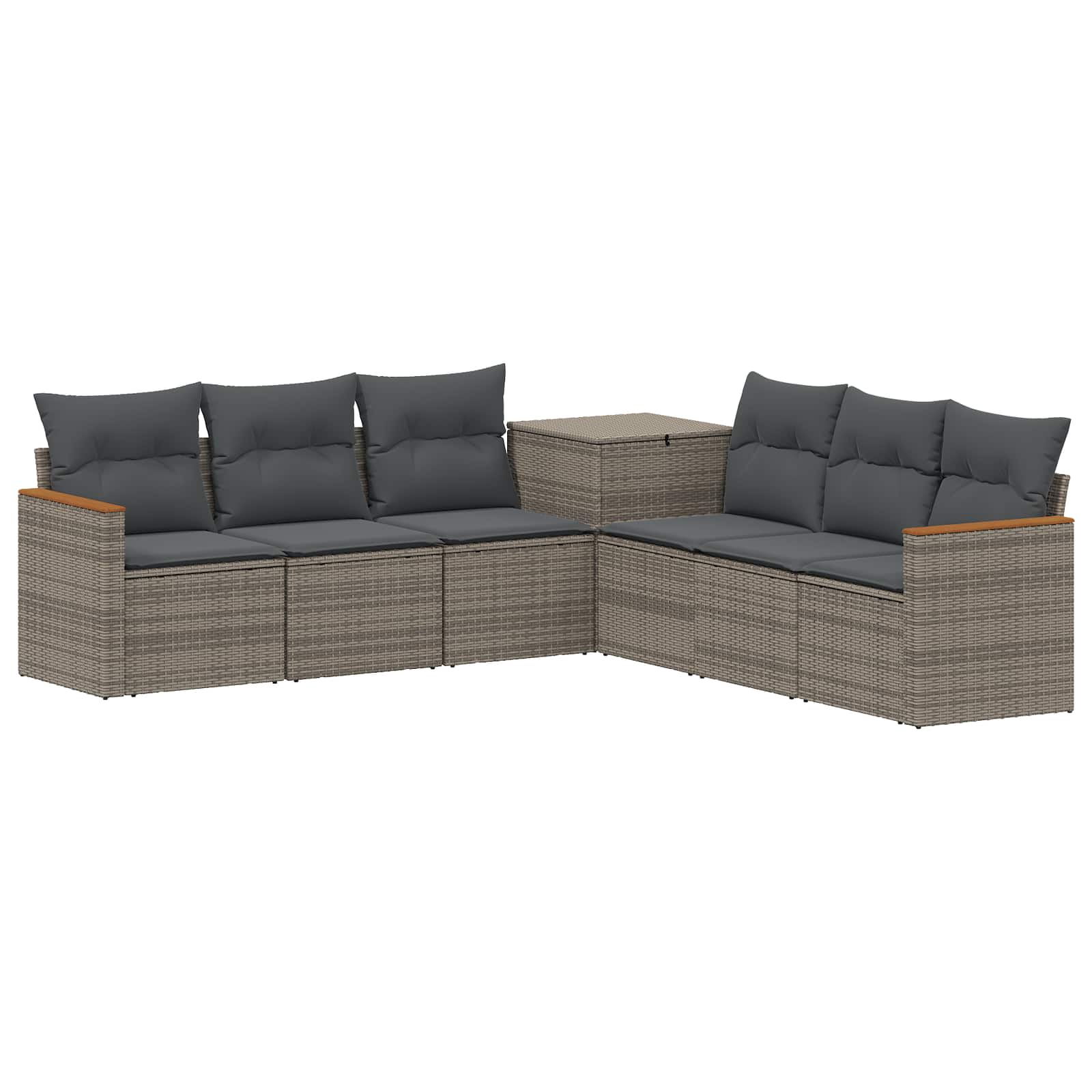 Bankstel 7 pcs Grijs en Donkergrijs Poly Rattan en Staal is nu te koop bij PeponiXL, paradijselijk wonen!