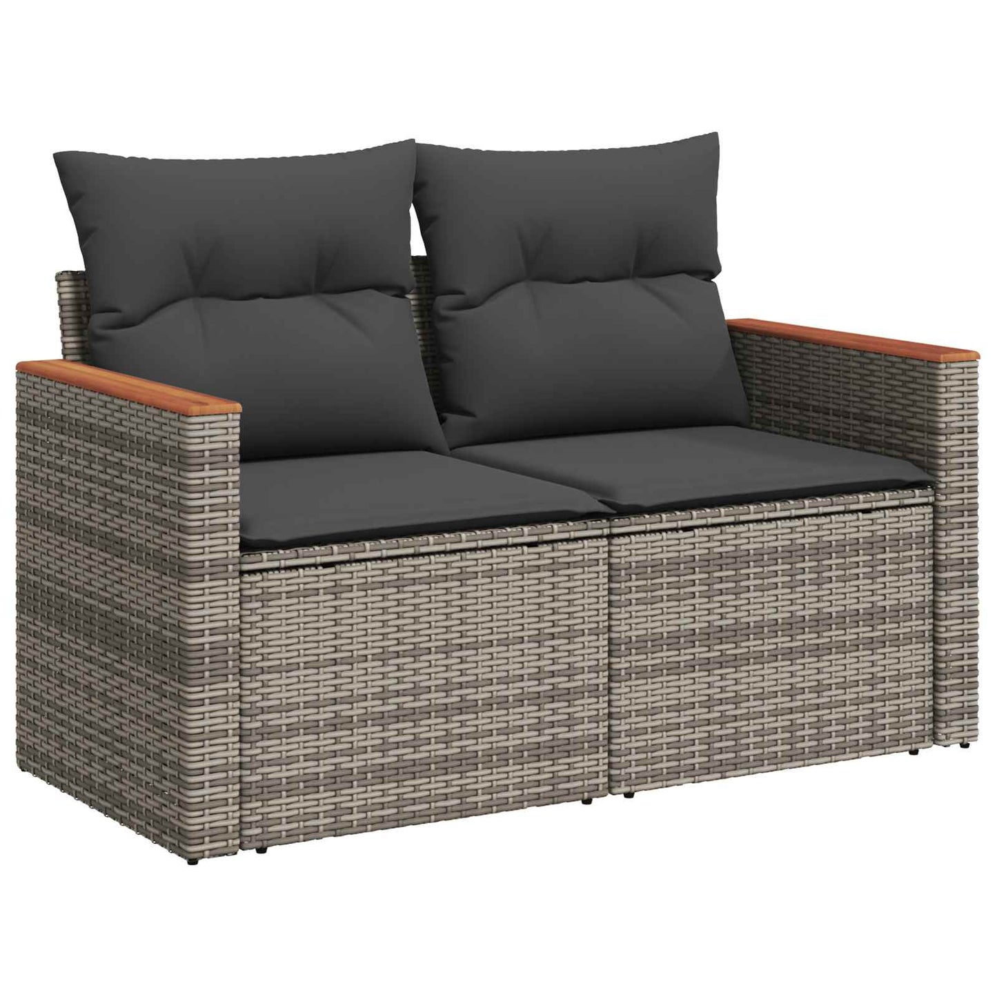 Bankstel 7 pcs Grijs en Donkergrijs Poly Rattan en Staal is nu te koop bij PeponiXL, paradijselijk wonen!