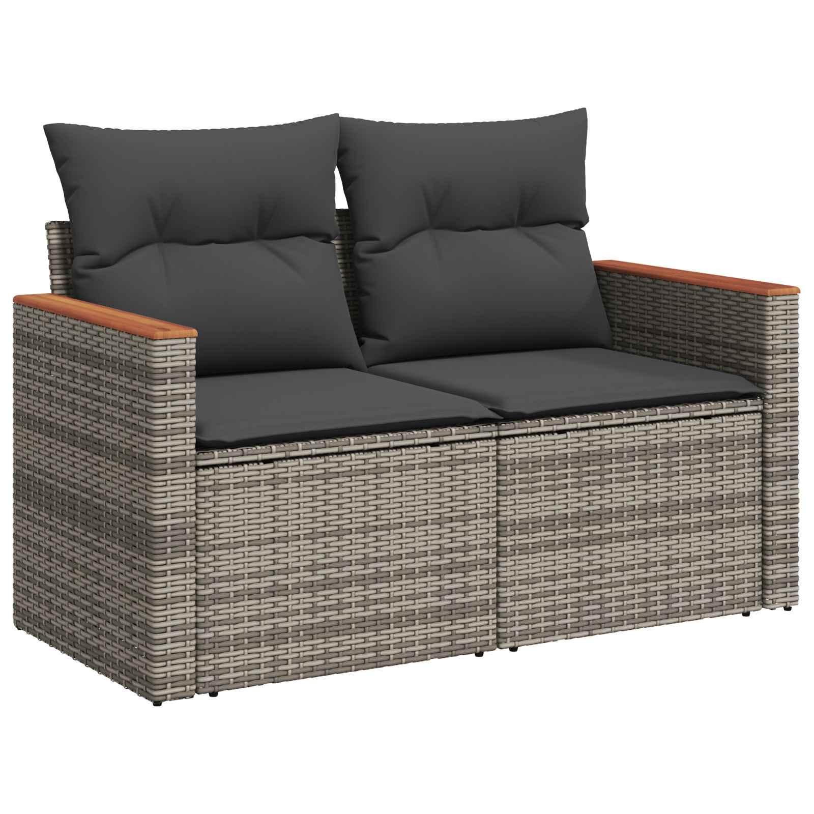 Bankstel 7 pcs Grijs en Donkergrijs Poly Rattan en Staal is nu te koop bij PeponiXL, paradijselijk wonen!