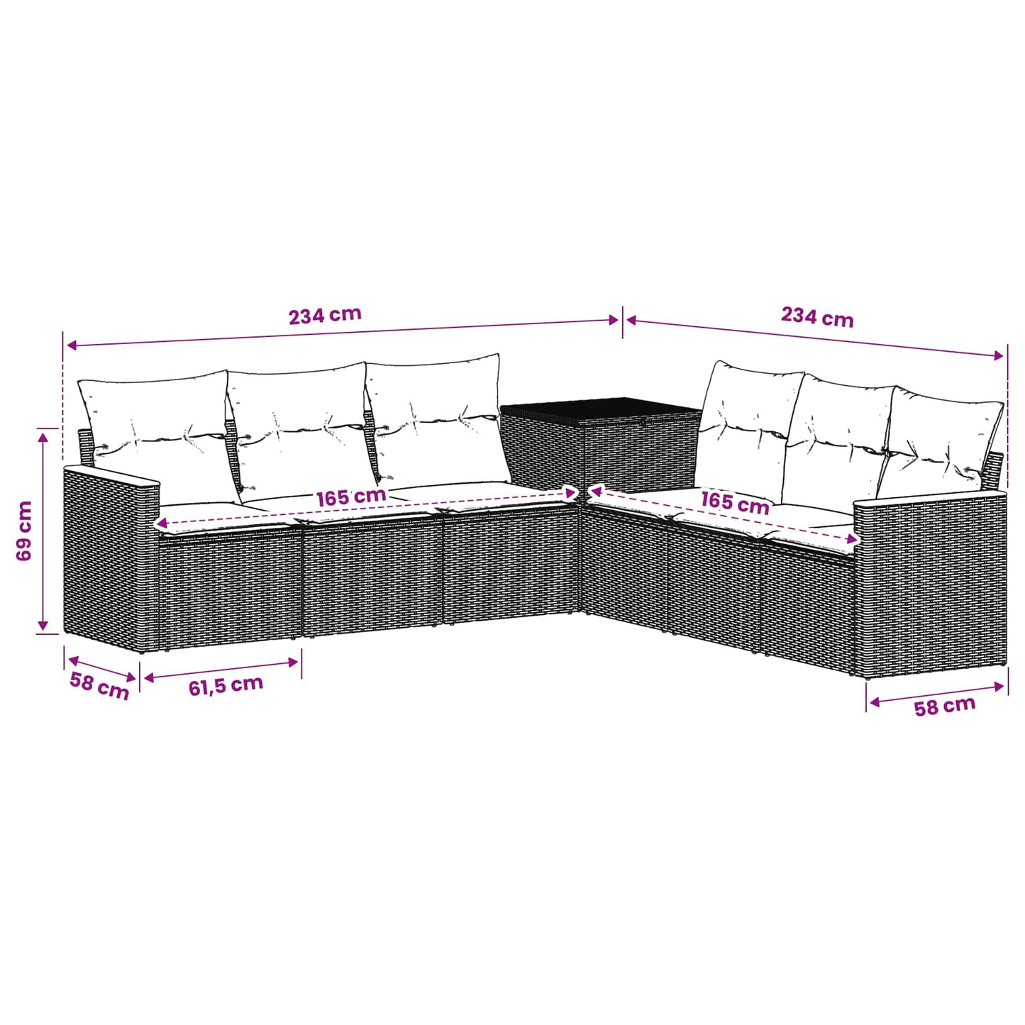 Bankstel 7 pcs Grijs en Donkergrijs Poly Rattan en Staal is nu te koop bij PeponiXL, paradijselijk wonen!