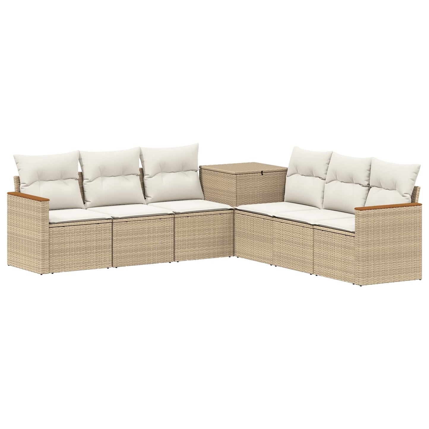 Bankstel 7 pcs Beige en Crème Wit Poly Rattan en Staal is nu te koop bij PeponiXL, paradijselijk wonen!