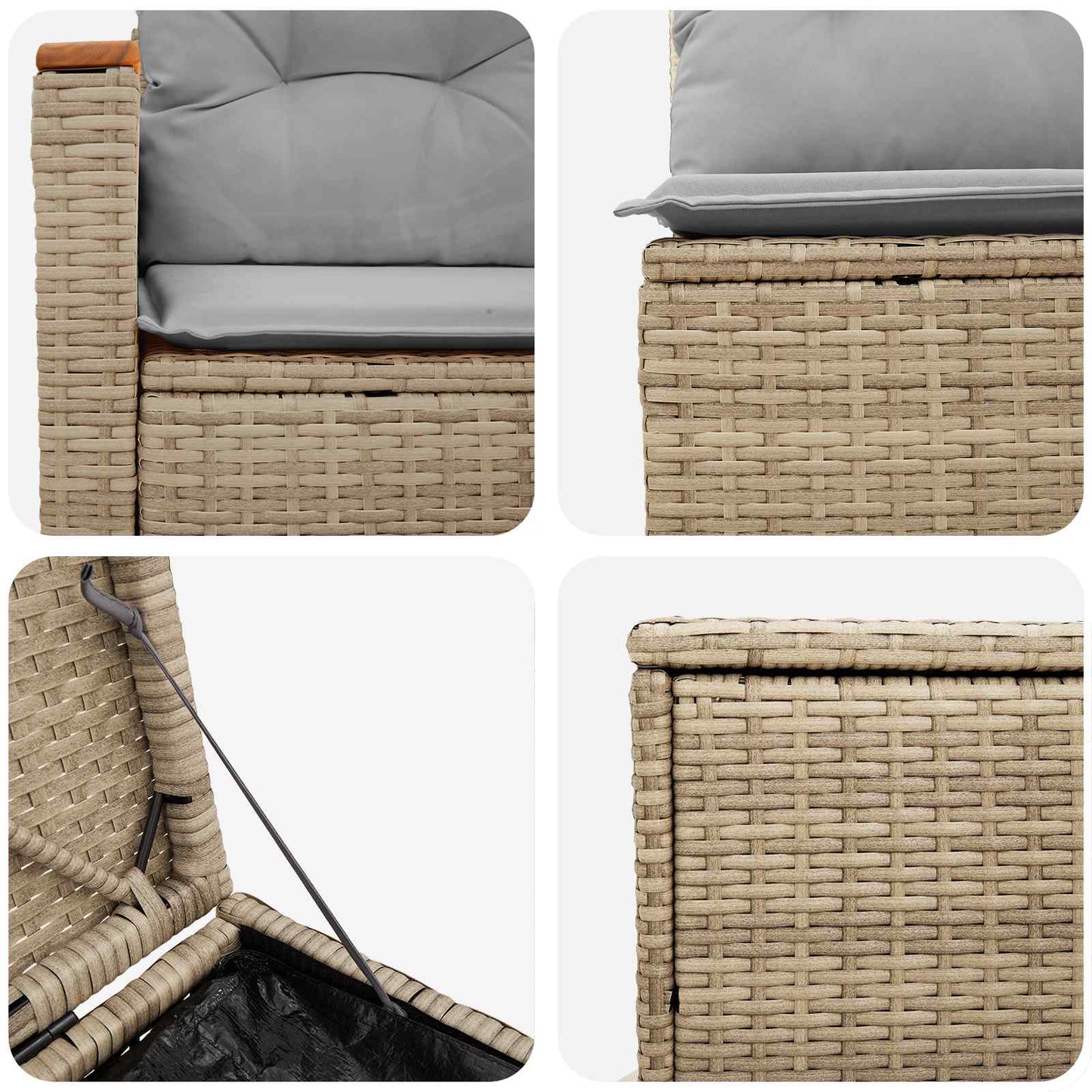 Bankstel 7 pcs Beige en Licht Grijs Poly Rattan en Staal is nu te koop bij PeponiXL, paradijselijk wonen!