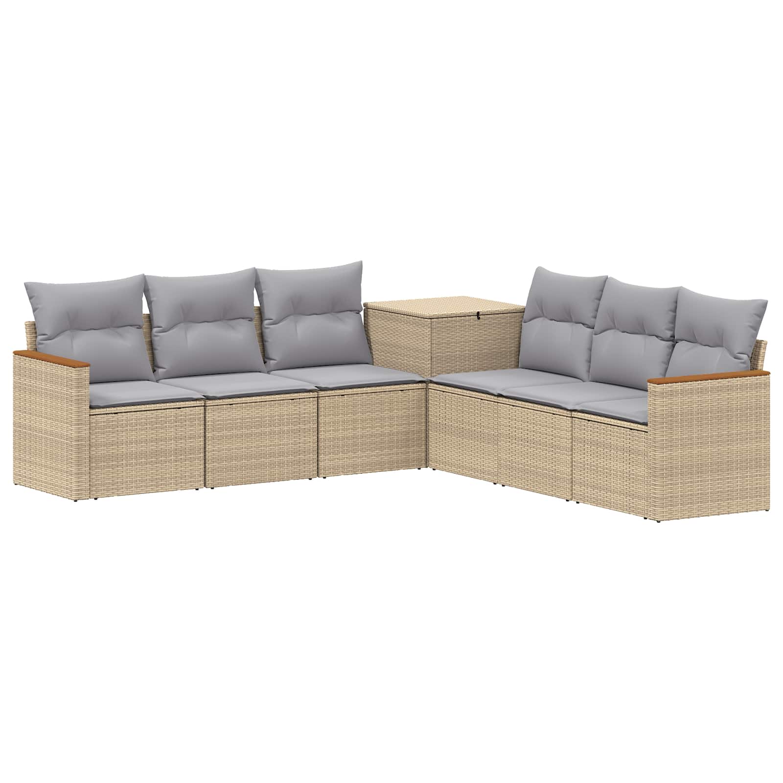 Bankstel 7 pcs Beige en Licht Grijs Poly Rattan en Staal is nu te koop bij PeponiXL, paradijselijk wonen!