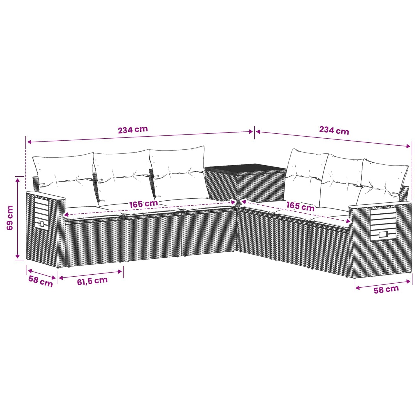 Bankstel 7 pcs Zwart Poly Rattan en Staal is nu te koop bij PeponiXL, paradijselijk wonen!