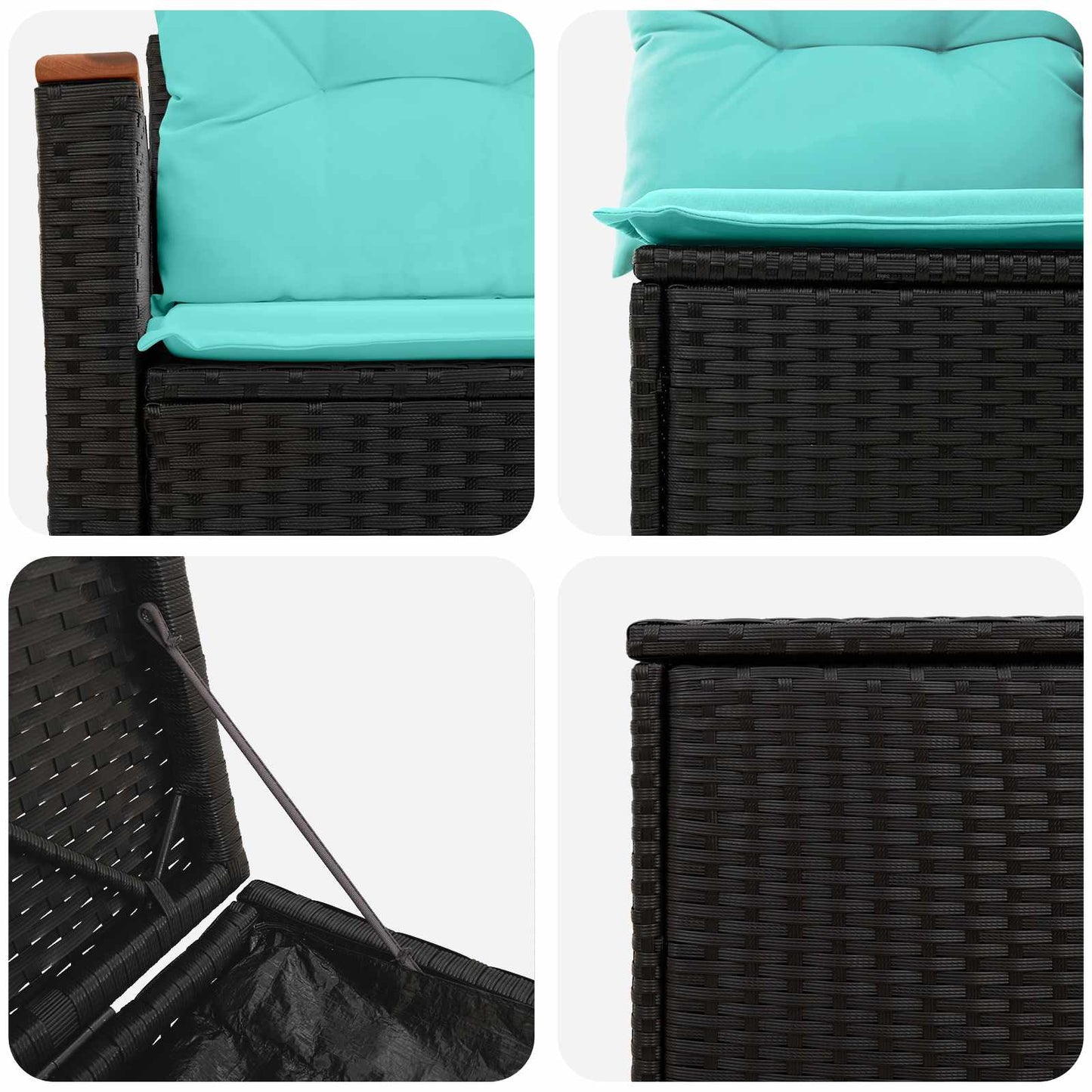 Bankstel 7 pcs Zwart en Blauw Poly Rattan en Staal is nu te koop bij PeponiXL, paradijselijk wonen!