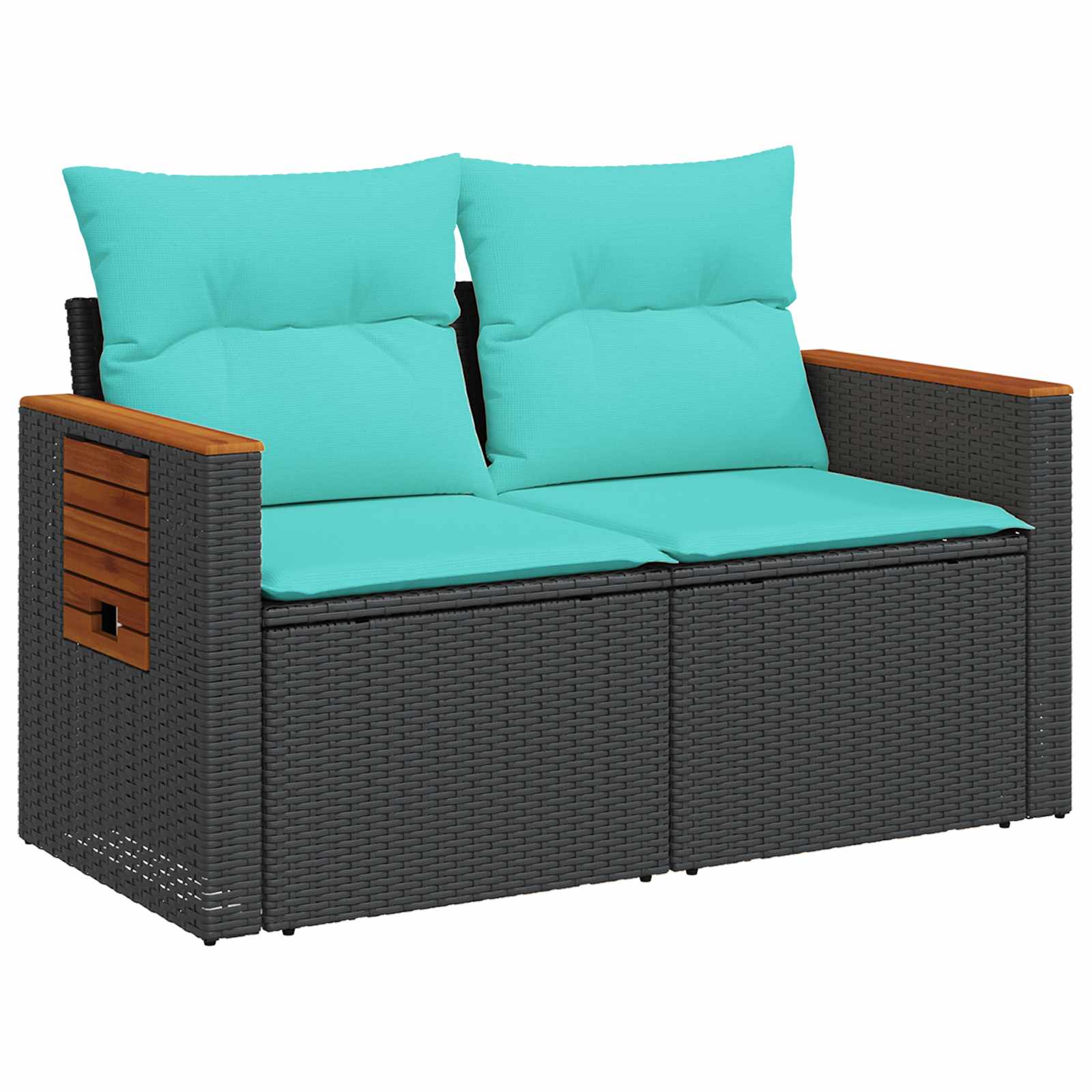 Bankstel 7 pcs Zwart en Blauw Poly Rattan en Staal is nu te koop bij PeponiXL, paradijselijk wonen!