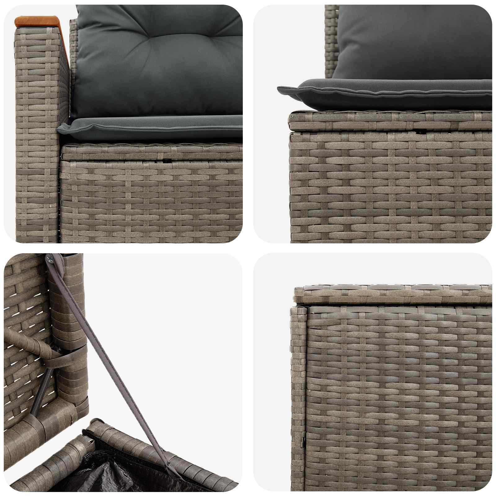 Bankstel 7 pcs Grijs en Donkergrijs Poly Rattan en Staal is nu te koop bij PeponiXL, paradijselijk wonen!