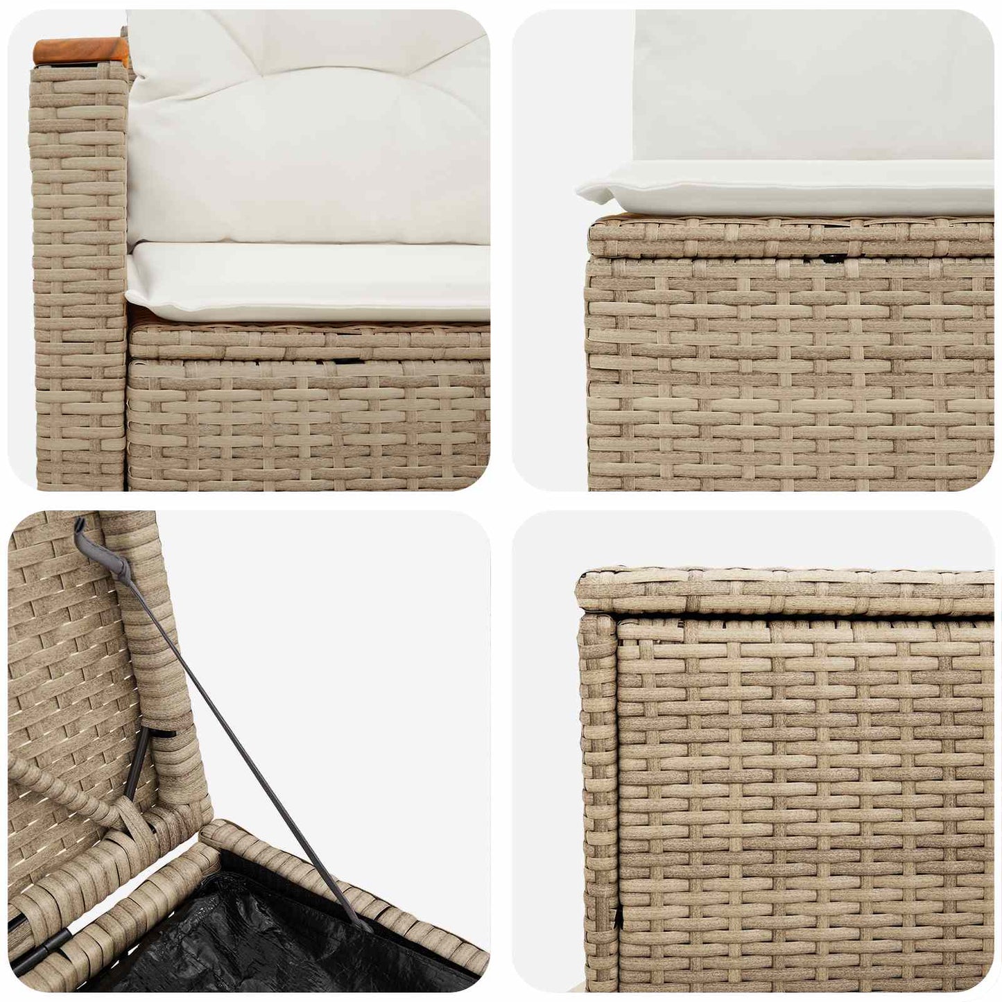 Bankstel 7 pcs Beige en Crème Wit Poly Rattan en Staal is nu te koop bij PeponiXL, paradijselijk wonen!