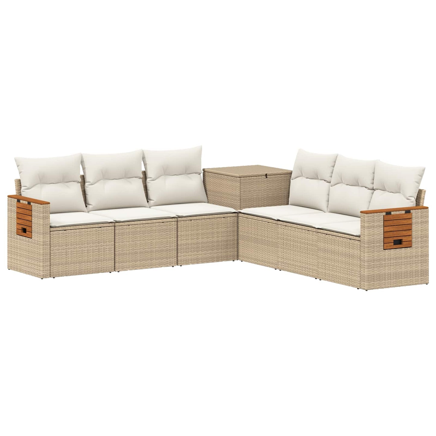 Bankstel 7 pcs Beige en Crème Wit Poly Rattan en Staal is nu te koop bij PeponiXL, paradijselijk wonen!