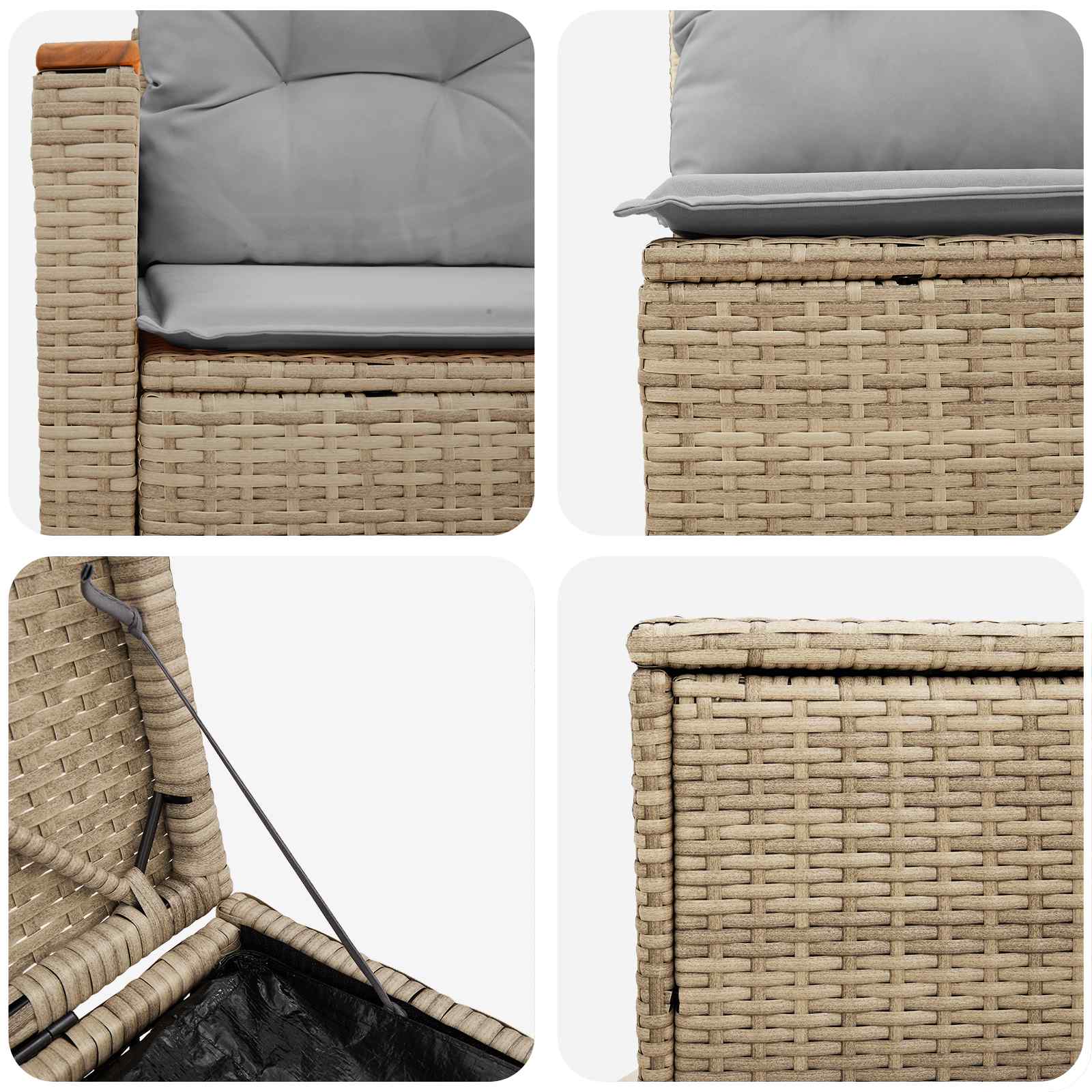 Bankstel 7 pcs Beige en Licht Grijs Poly Rattan en Staal is nu te koop bij PeponiXL, paradijselijk wonen!