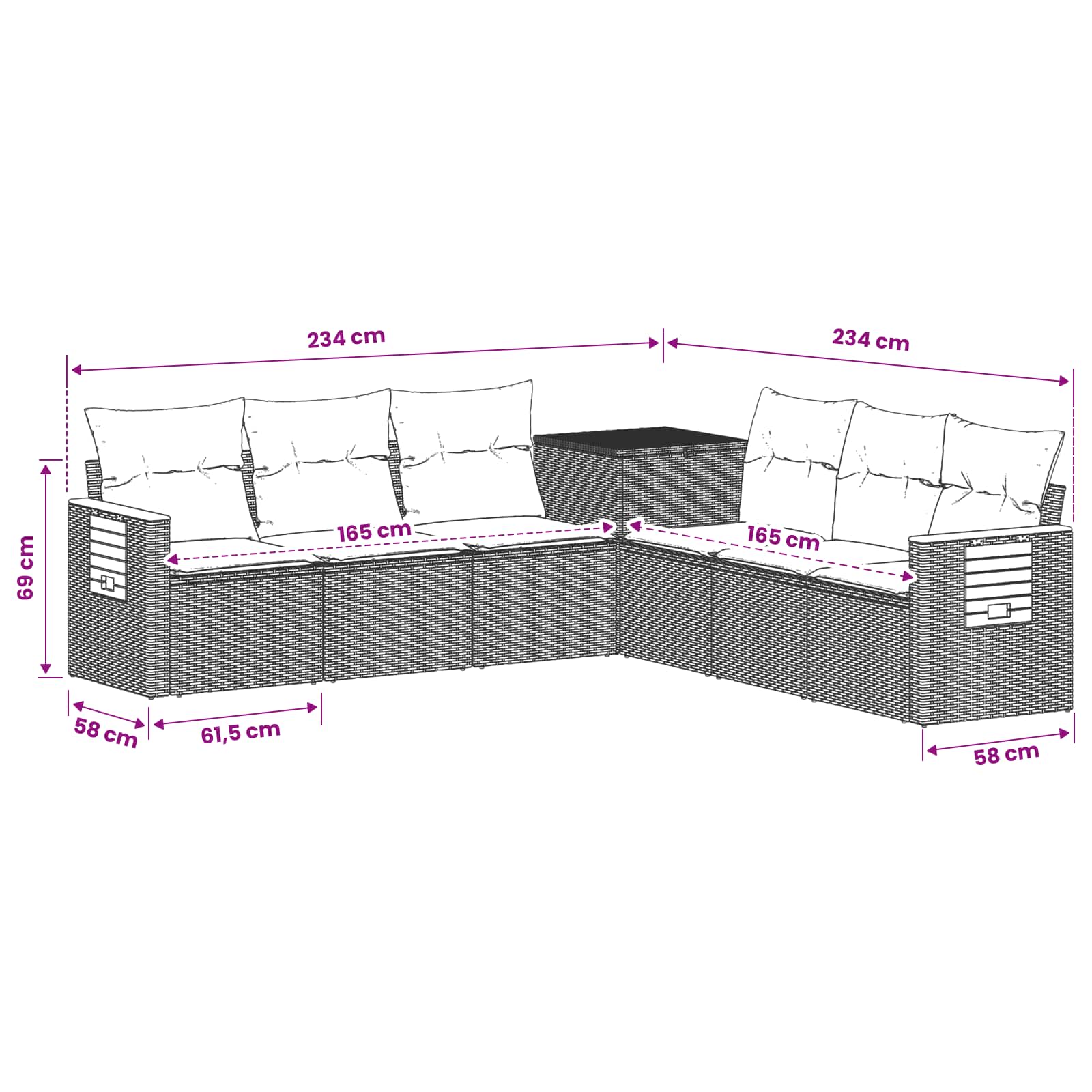 Bankstel 7 pcs Beige en Licht Grijs Poly Rattan en Staal is nu te koop bij PeponiXL, paradijselijk wonen!