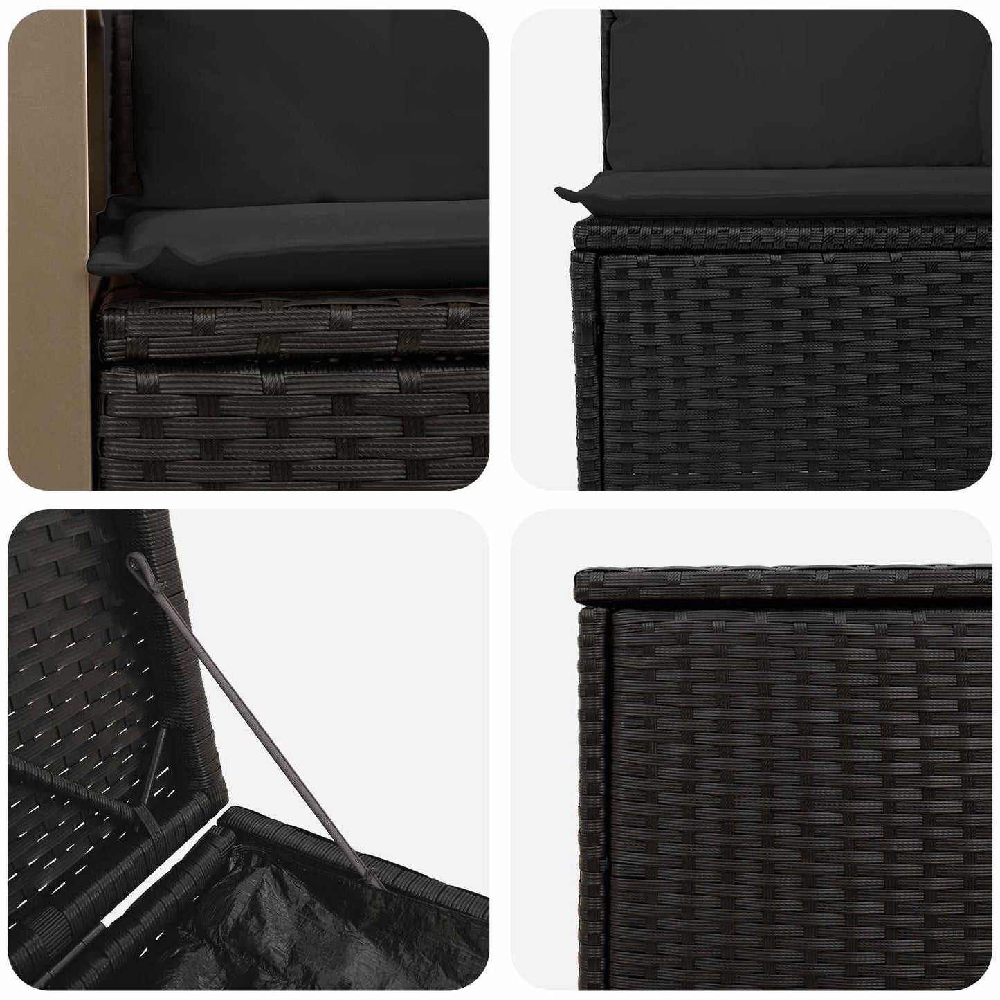 Bankstel 7 pcs Zwart Poly Rattan en Staal is nu te koop bij PeponiXL, paradijselijk wonen!