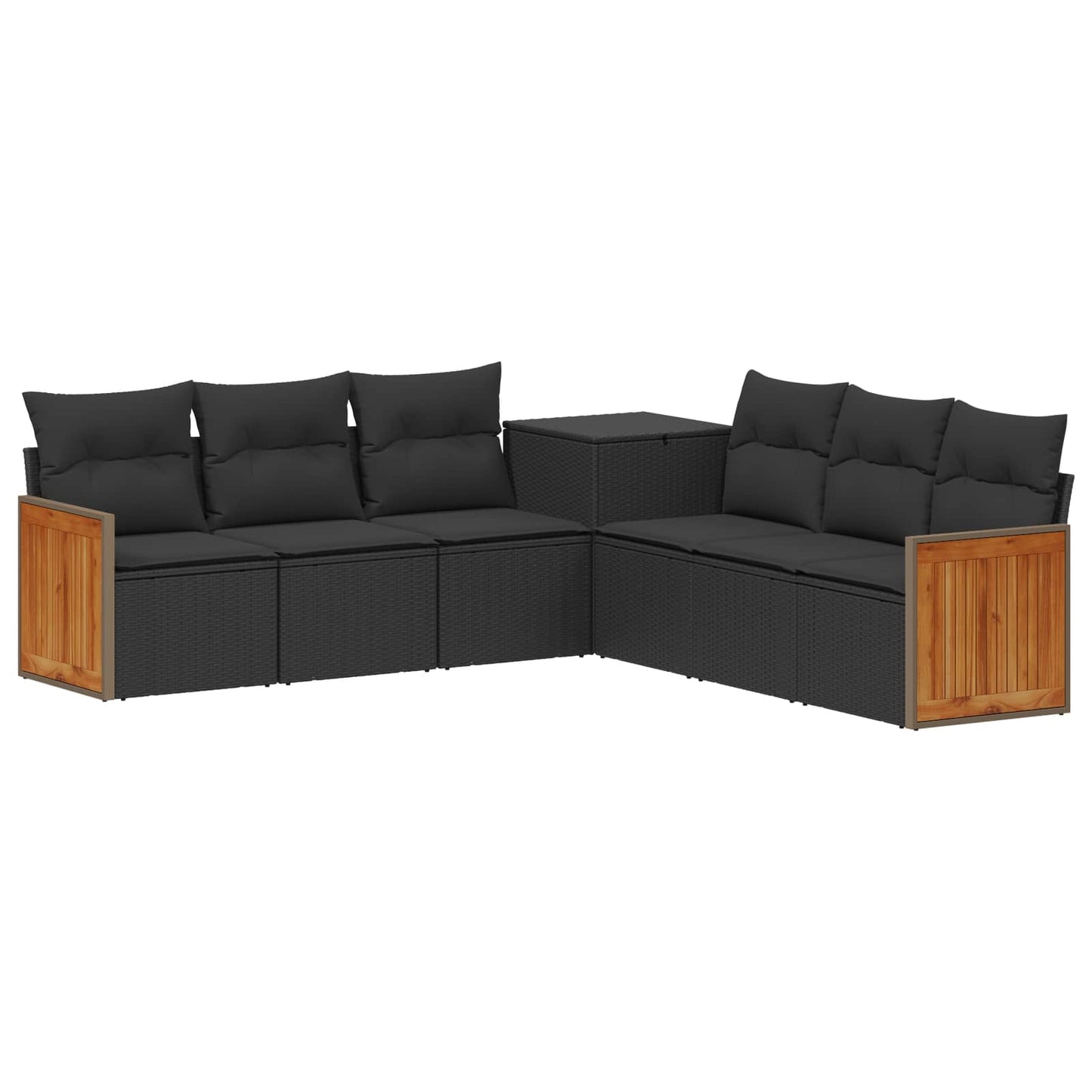 Bankstel 7 pcs Zwart Poly Rattan en Staal is nu te koop bij PeponiXL, paradijselijk wonen!