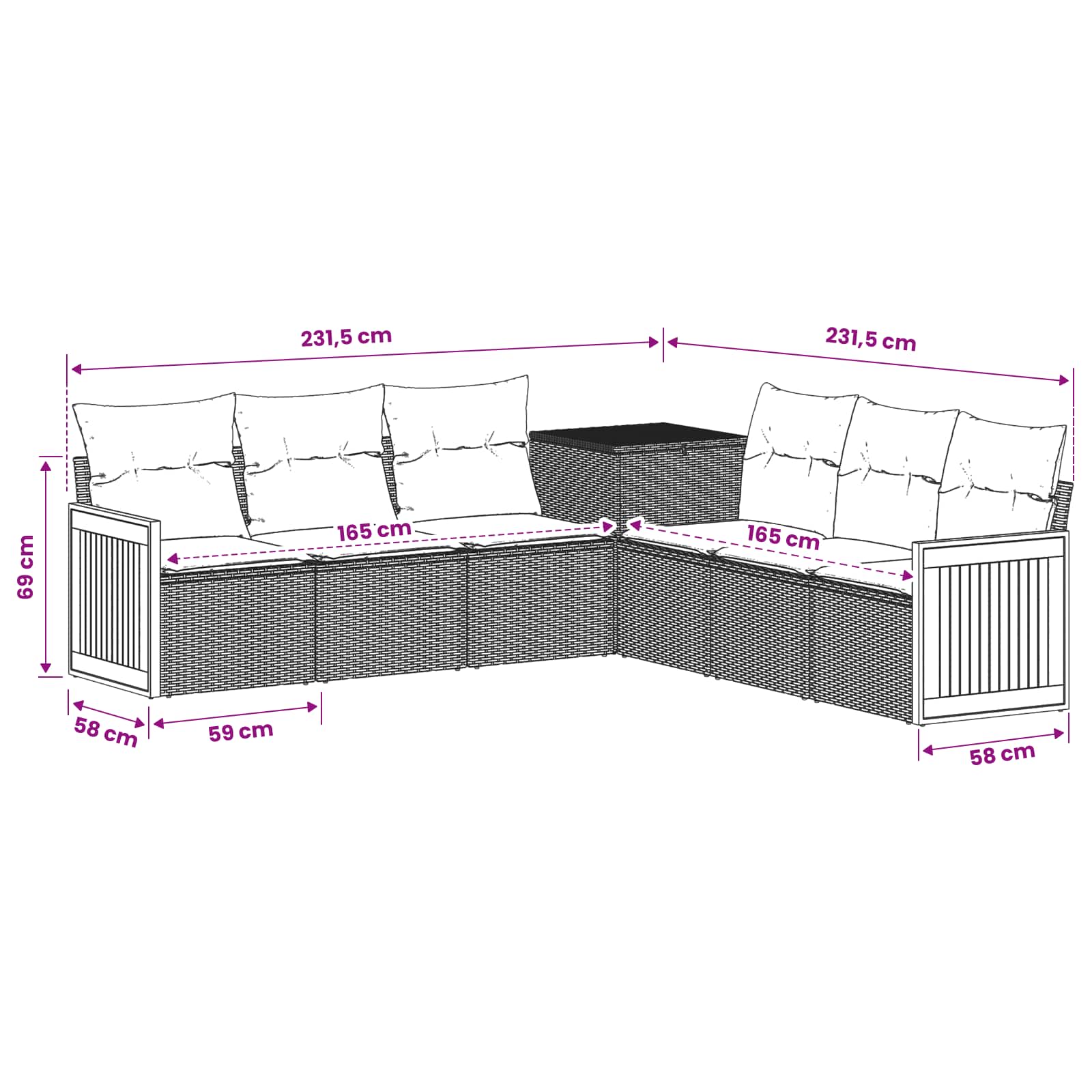 Bankstel 7 pcs Zwart en Cream Wit Poly Rattan en Staal is nu te koop bij PeponiXL, paradijselijk wonen!