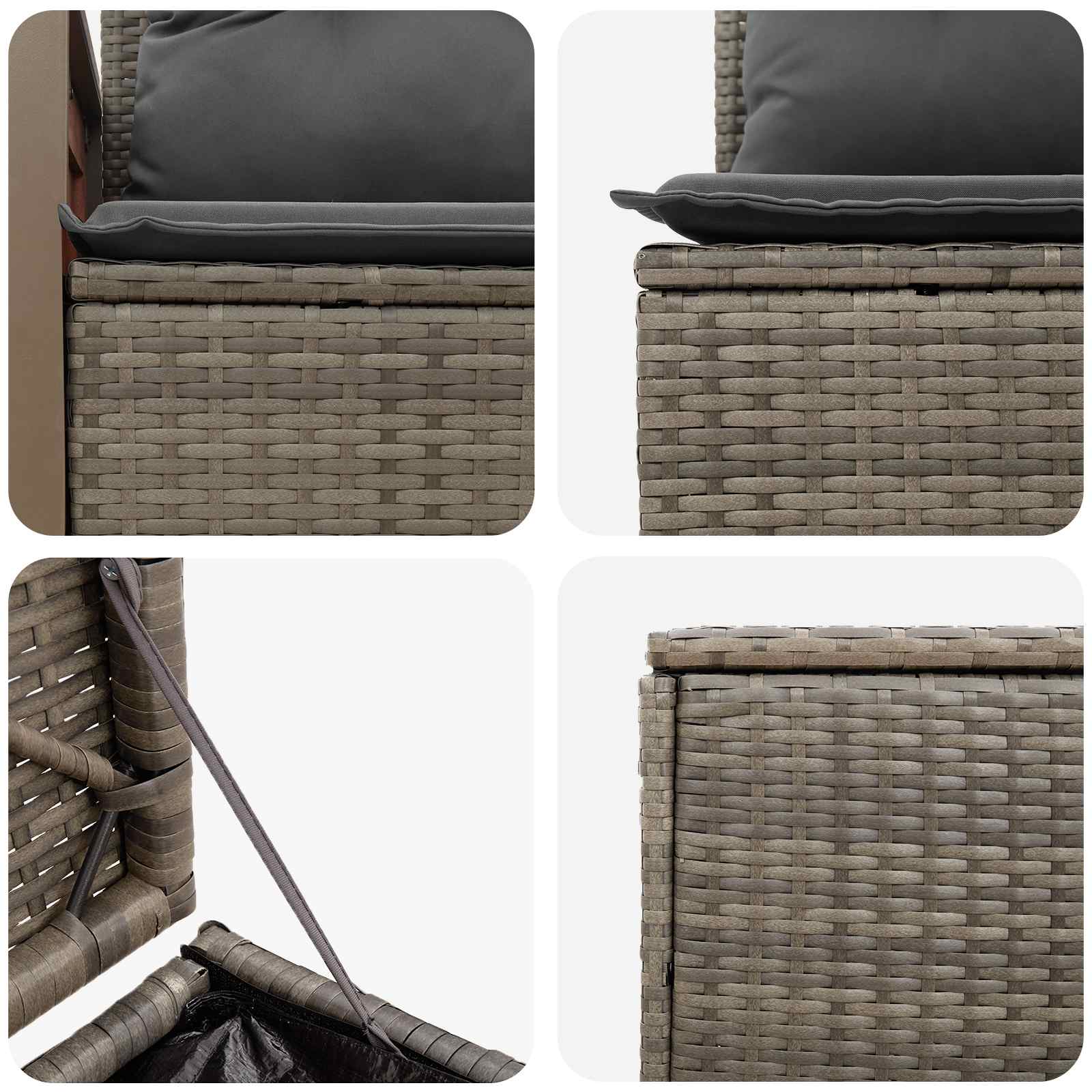 Bankstel 7 pcs Grijs en Donkergrijs Poly Rattan en Staal is nu te koop bij PeponiXL, paradijselijk wonen!