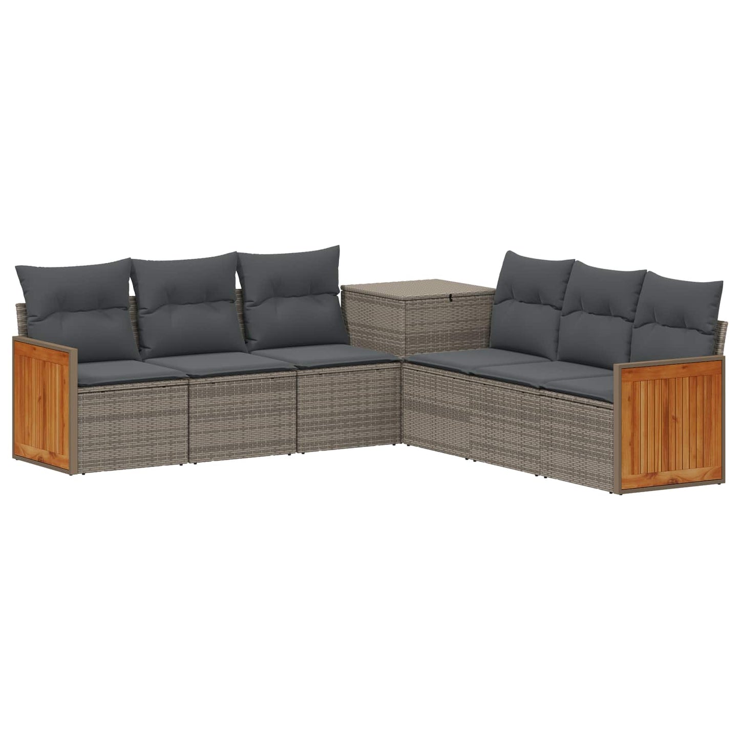 Bankstel 7 pcs Grijs en Donkergrijs Poly Rattan en Staal is nu te koop bij PeponiXL, paradijselijk wonen!