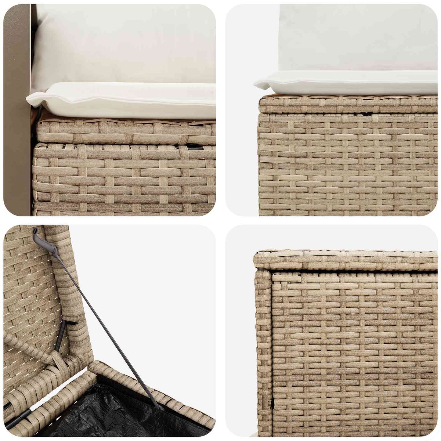 Bankstel 7 pcs Beige en Crème Wit Poly Rattan en Staal is nu te koop bij PeponiXL, paradijselijk wonen!