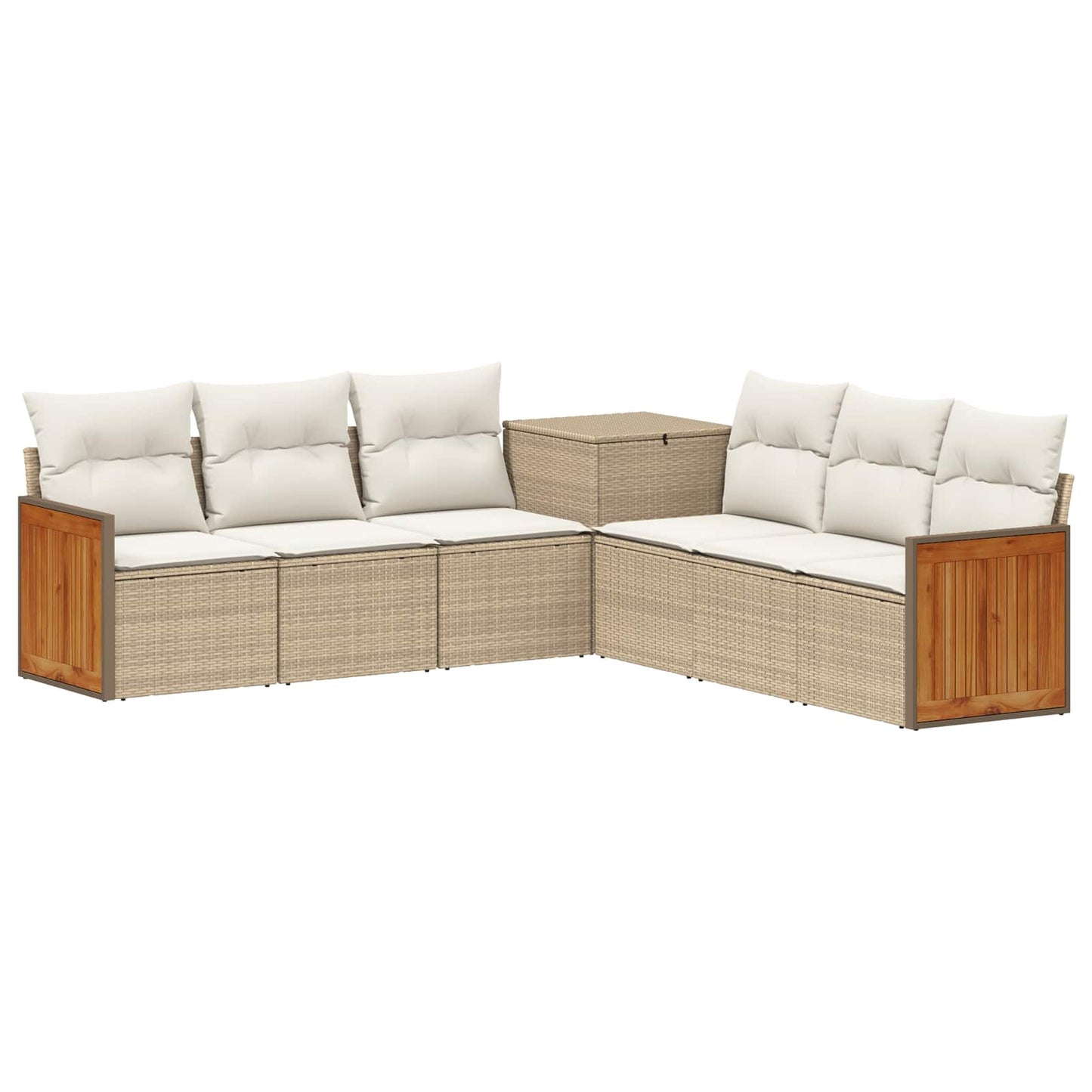 Bankstel 7 pcs Beige en Crème Wit Poly Rattan en Staal is nu te koop bij PeponiXL, paradijselijk wonen!