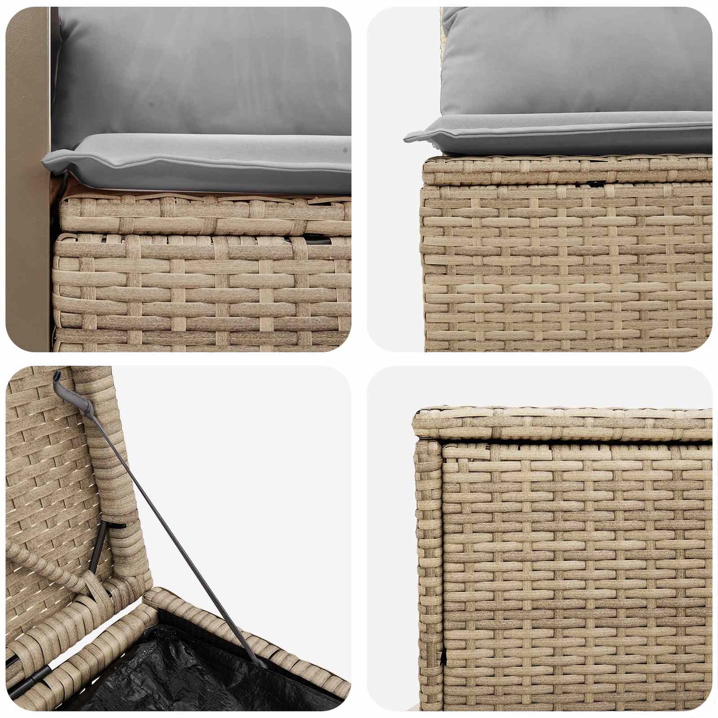 Bankstel 7 pcs Beige en Licht Grijs Poly Rattan en Staal is nu te koop bij PeponiXL, paradijselijk wonen!
