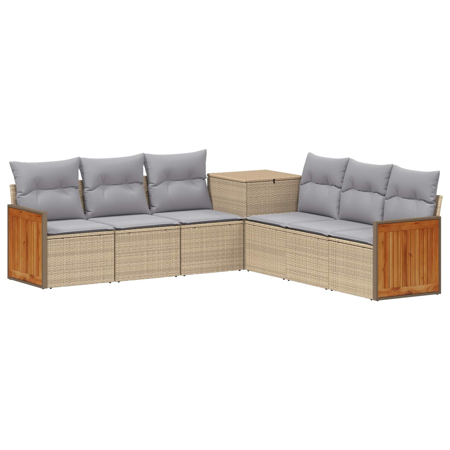 Bankstel 7 pcs Beige en Licht Grijs Poly Rattan en Staal is nu te koop bij PeponiXL, paradijselijk wonen!