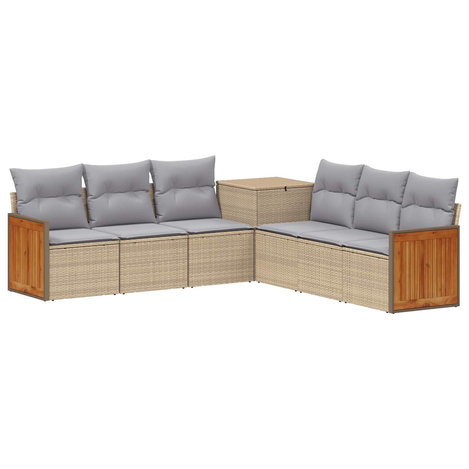 Bankstel 7 pcs Beige en Licht Grijs Poly Rattan en Staal is nu te koop bij PeponiXL, paradijselijk wonen!