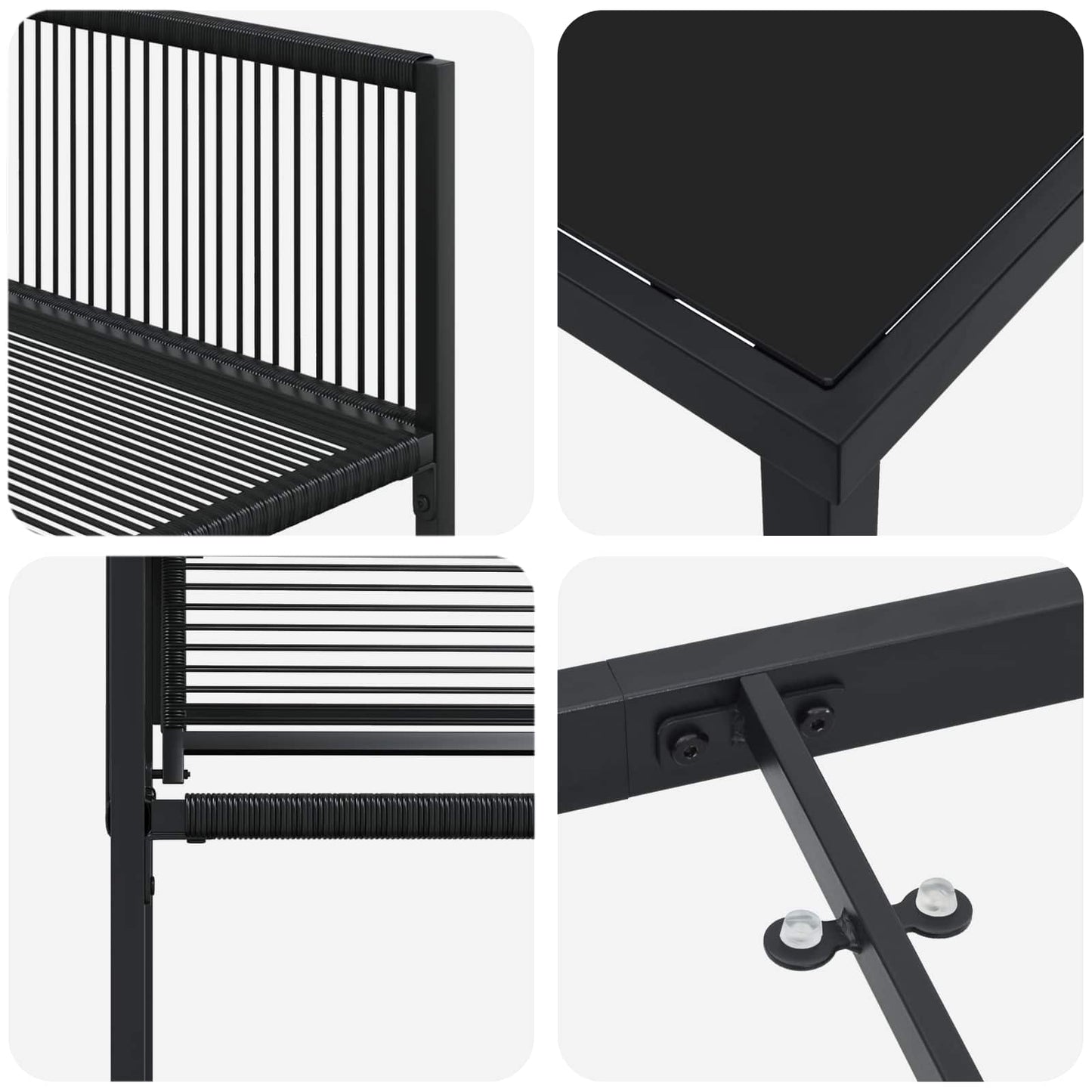 Tuin eettafelset 5 pcs Zwart poly rattan is nu te koop bij PeponiXL, paradijselijk wonen!