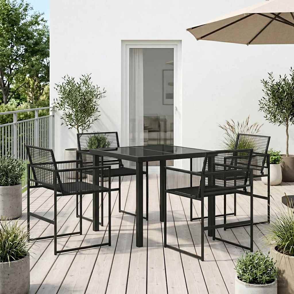 Tuin eettafelset 5 pcs Zwart poly rattan is nu te koop bij PeponiXL, paradijselijk wonen!