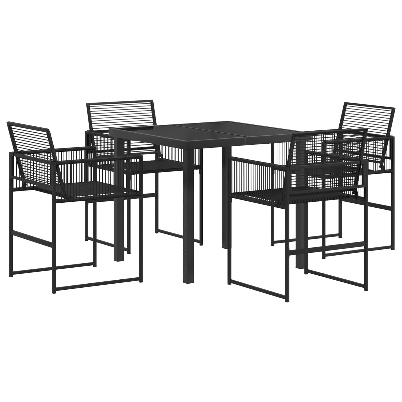Tuin eettafelset 5 pcs Zwart poly rattan is nu te koop bij PeponiXL, paradijselijk wonen!