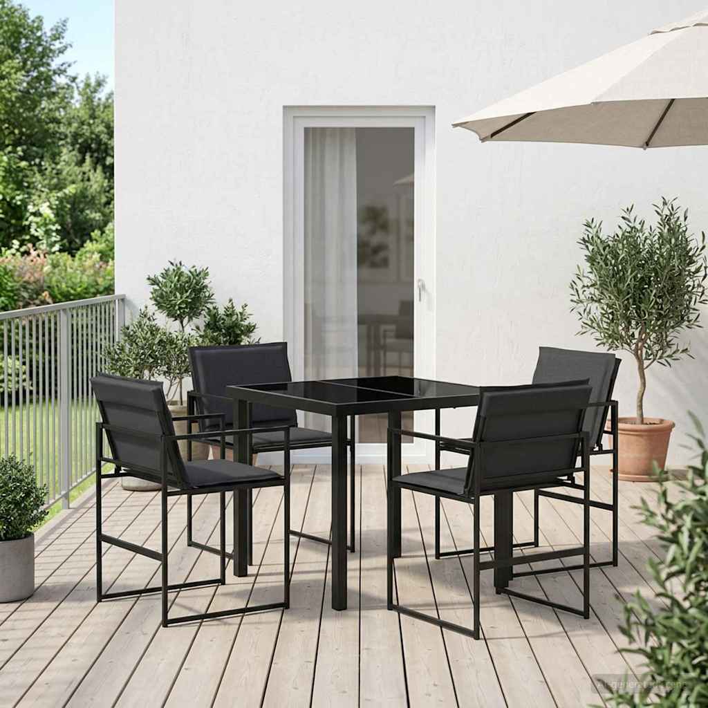 Tuin eettafelset 5 pcs Zwart en Donkergrijs 80 x 80 x 73 cm is nu te koop bij PeponiXL, paradijselijk wonen!