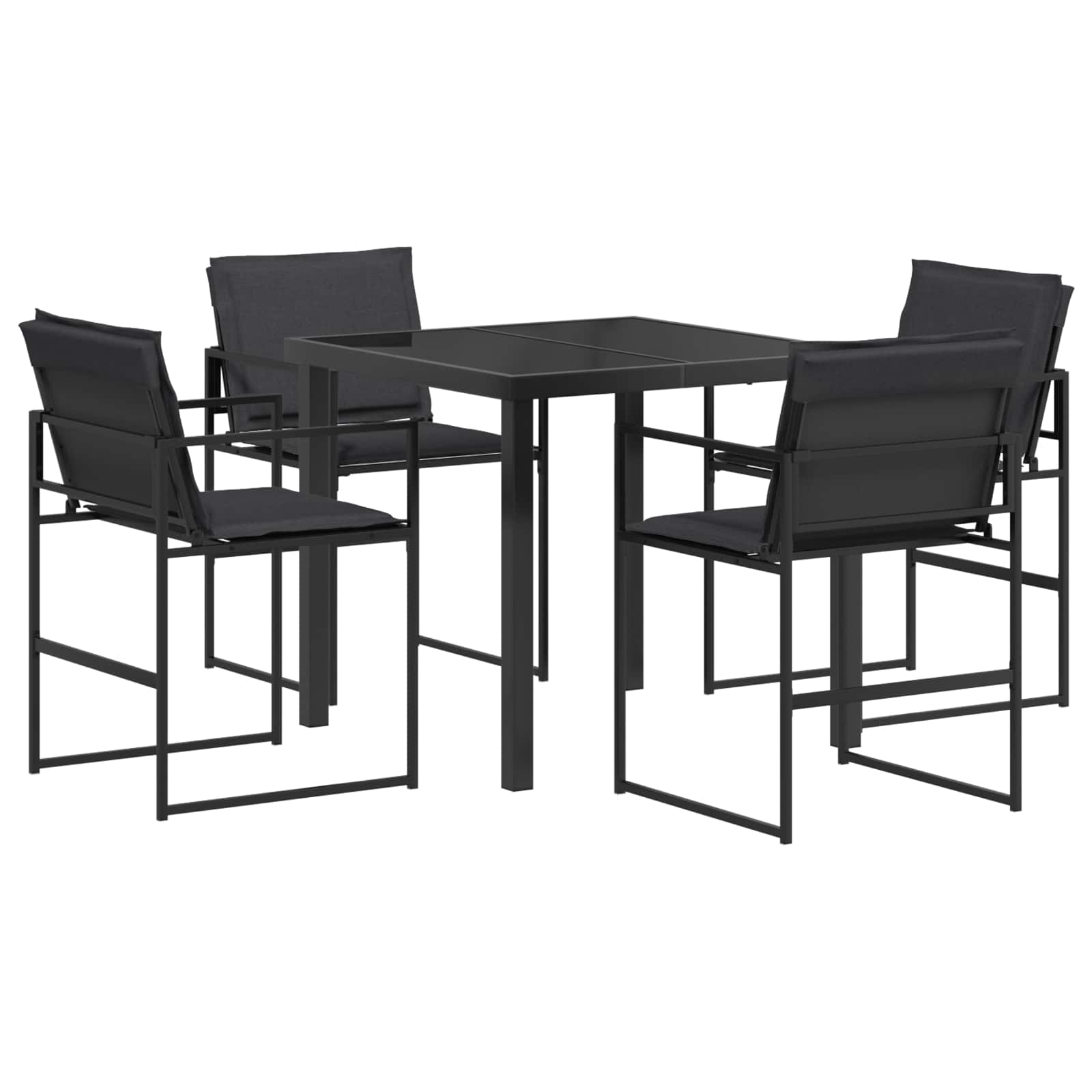 Tuin eettafelset 5 pcs Zwart en Donkergrijs 80 x 80 x 73 cm is nu te koop bij PeponiXL, paradijselijk wonen!