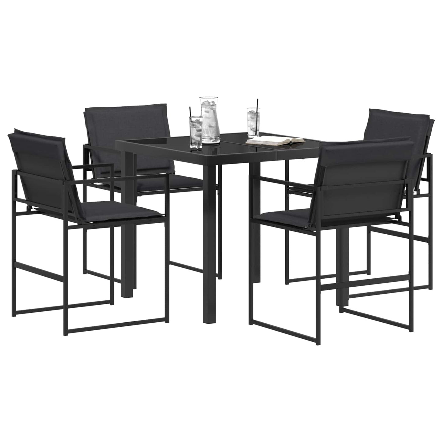 Tuin eettafelset 5 pcs Zwart en Donkergrijs 80 x 80 x 73 cm is nu te koop bij PeponiXL, paradijselijk wonen!
