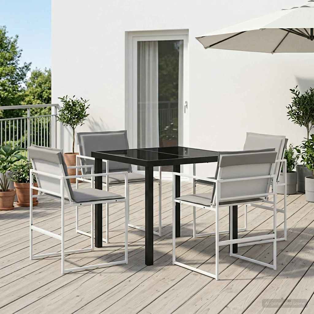 Tuin eettafelset 5 pcs Wit en Lichtgrijs 80 x 80 x 73 cm is nu te koop bij PeponiXL, paradijselijk wonen!