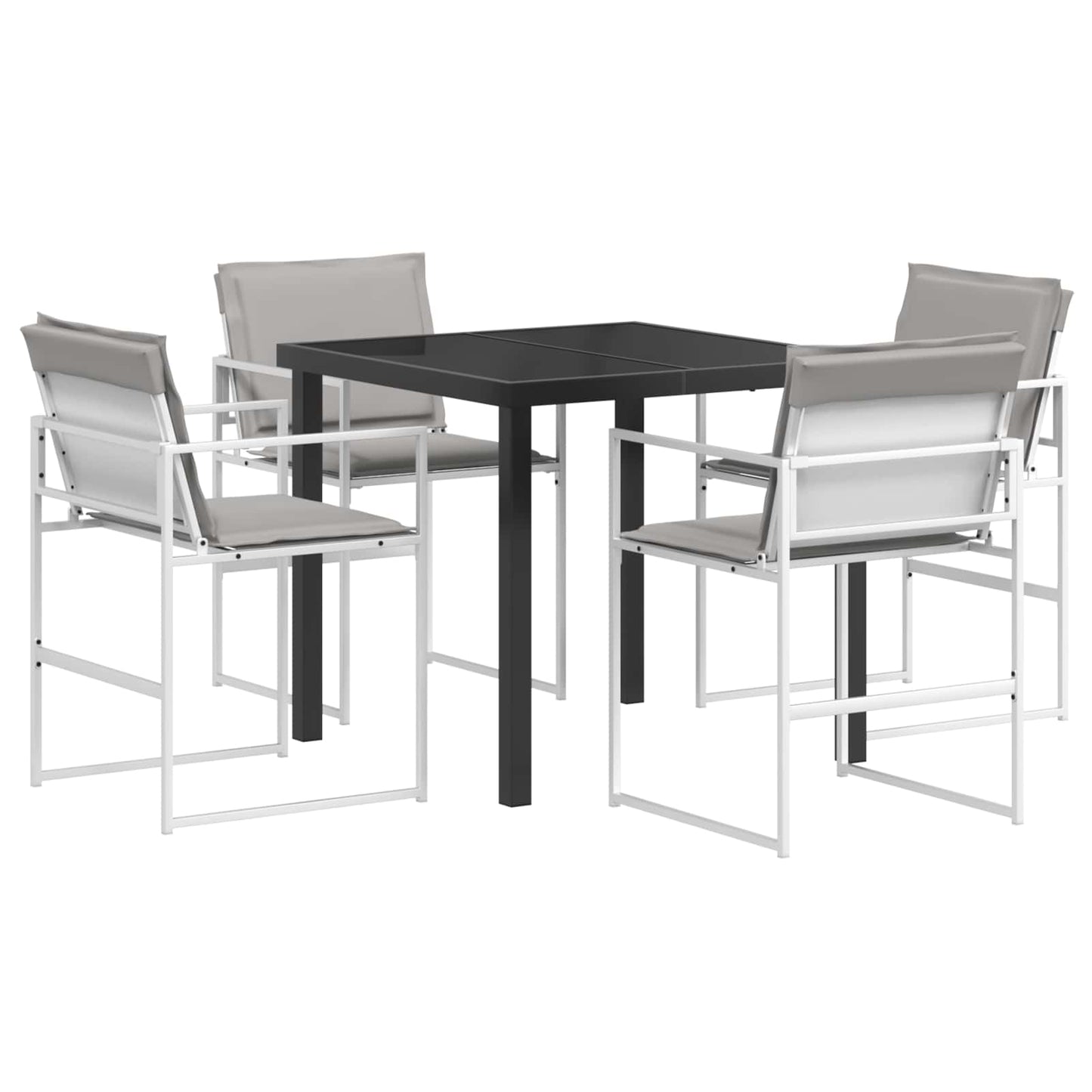 Tuin eettafelset 5 pcs Wit en Lichtgrijs 80 x 80 x 73 cm is nu te koop bij PeponiXL, paradijselijk wonen!