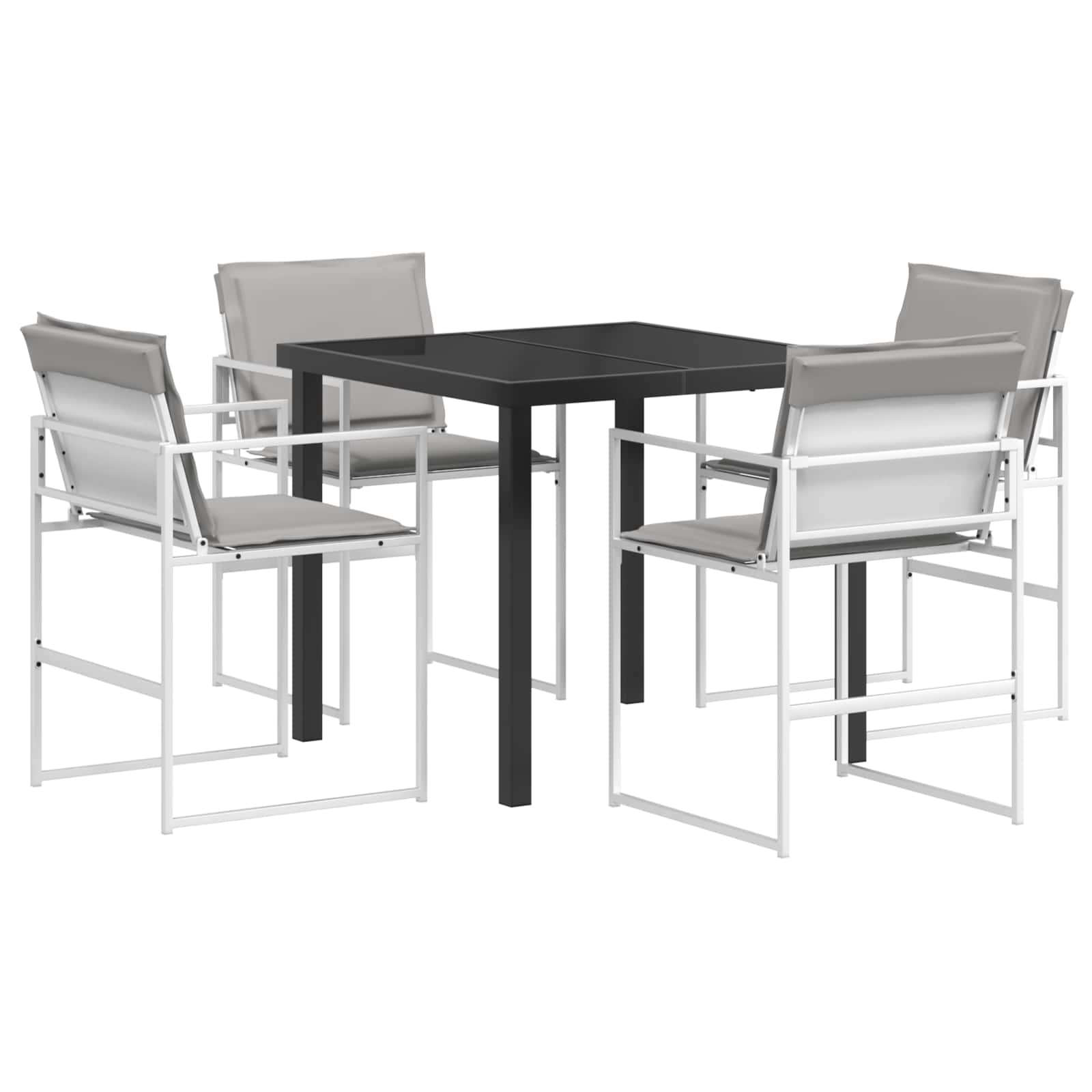 Tuin eettafelset 5 pcs Wit en Lichtgrijs 80 x 80 x 73 cm is nu te koop bij PeponiXL, paradijselijk wonen!